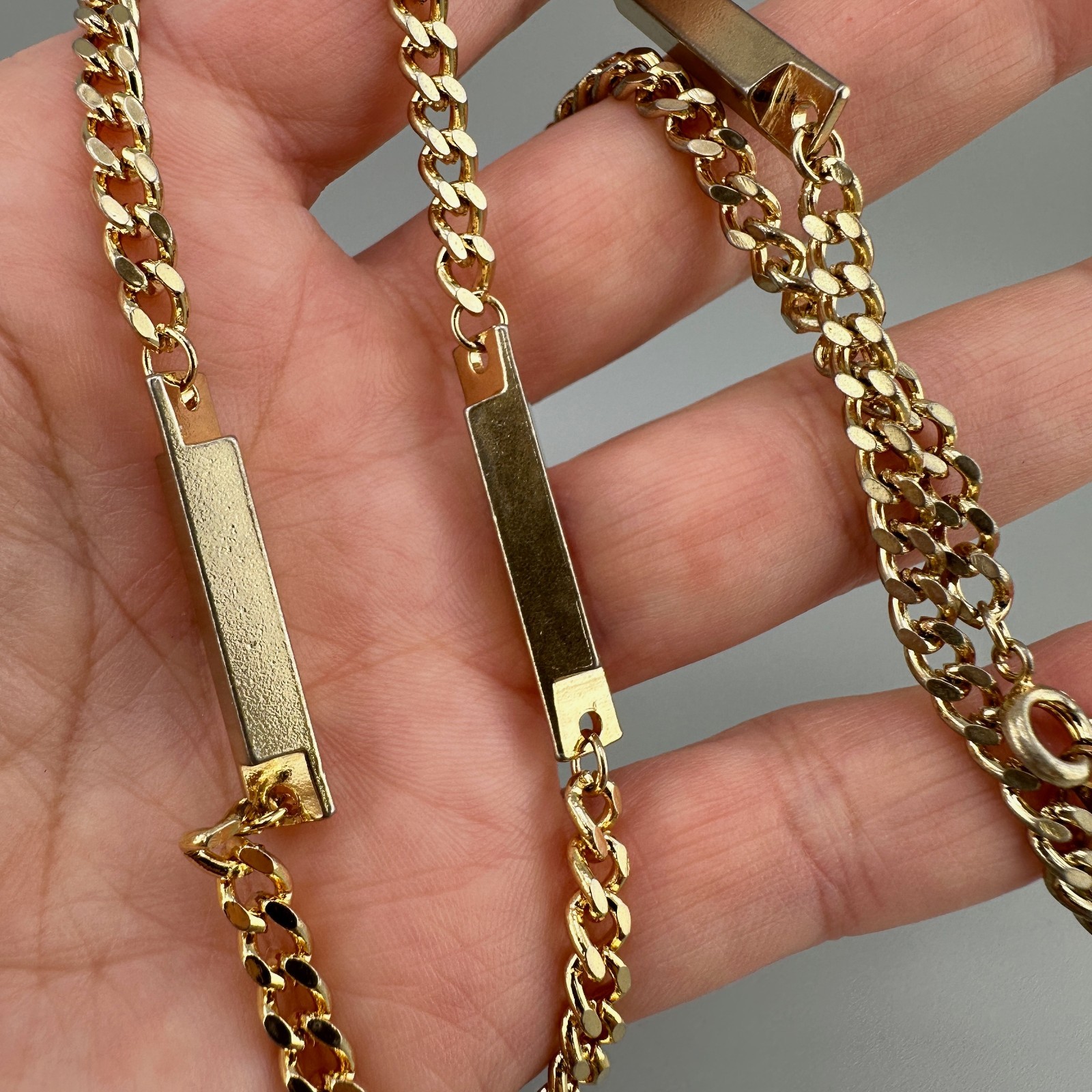 Vintage Chain Necklace Gold Tone Curb Bar Link 18″ Spring Ring Clasp 1990s Y2K