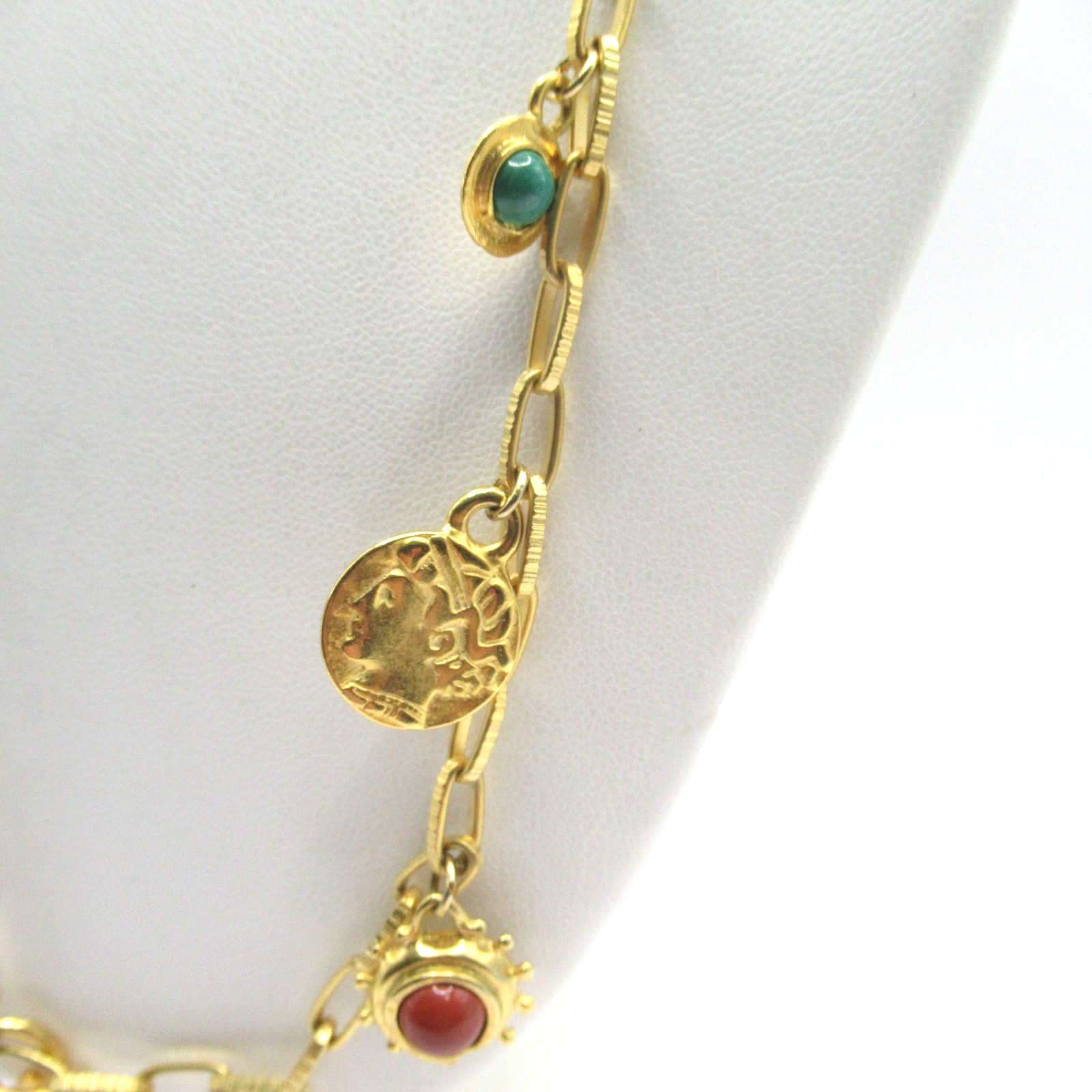 Robert Rose Gold Tone Faux Charms and Colorful 13 Charm Necklace Vintage