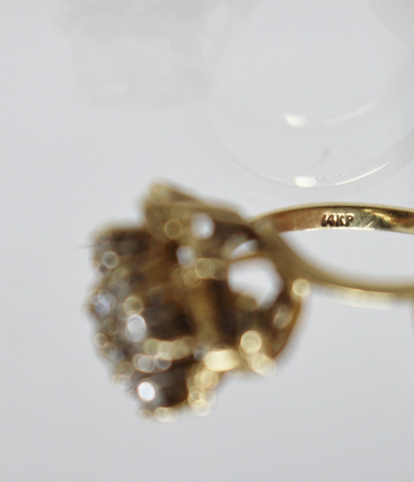 14k Plum Gold 7 Diamond Cluster RING Prong Set Cocktail MCM 3.3g Vintage