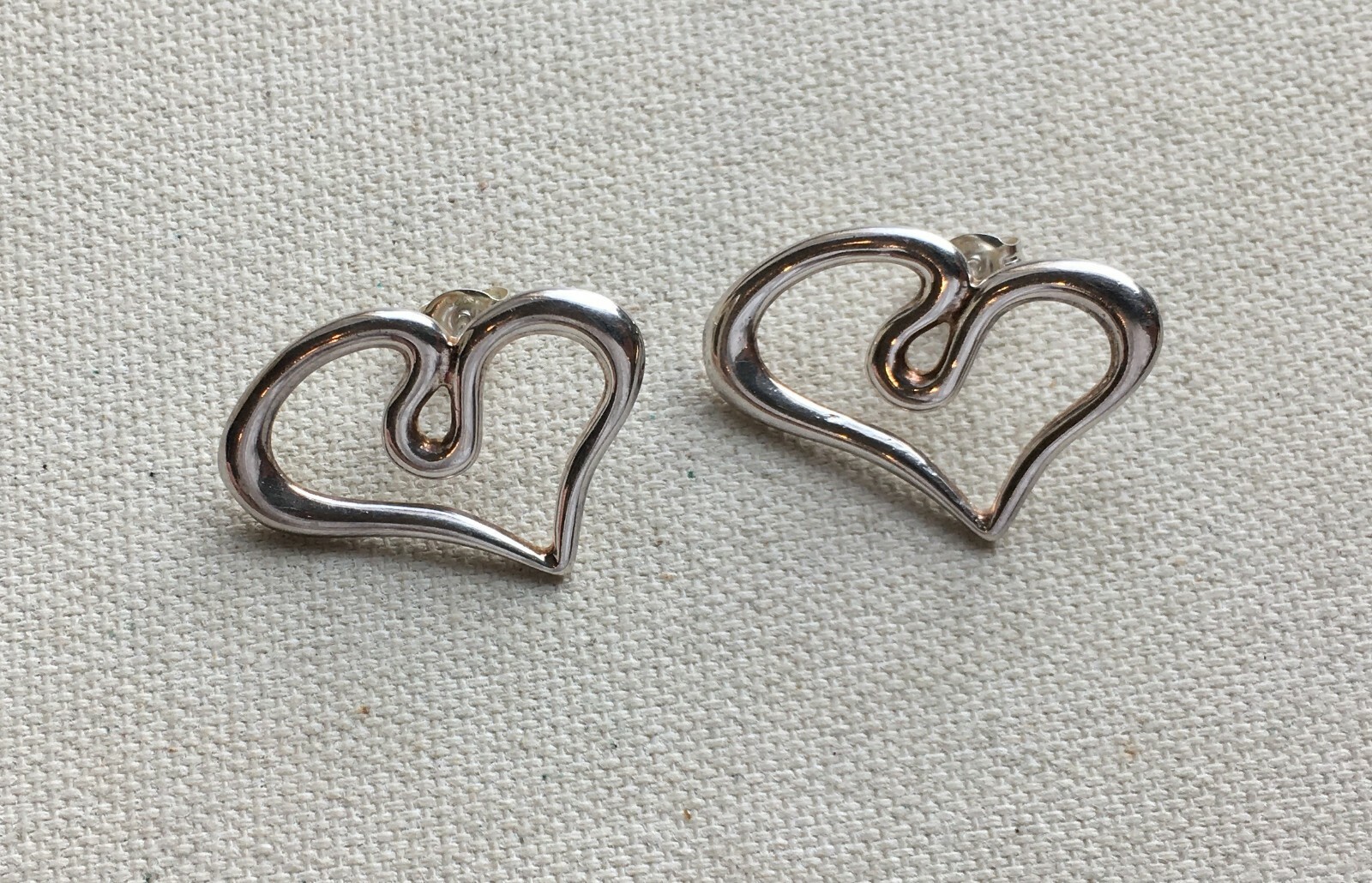 Heart Swirl Ribbon Earrings Sterling Steampunk Retro Modern Abstract OOAK 1″