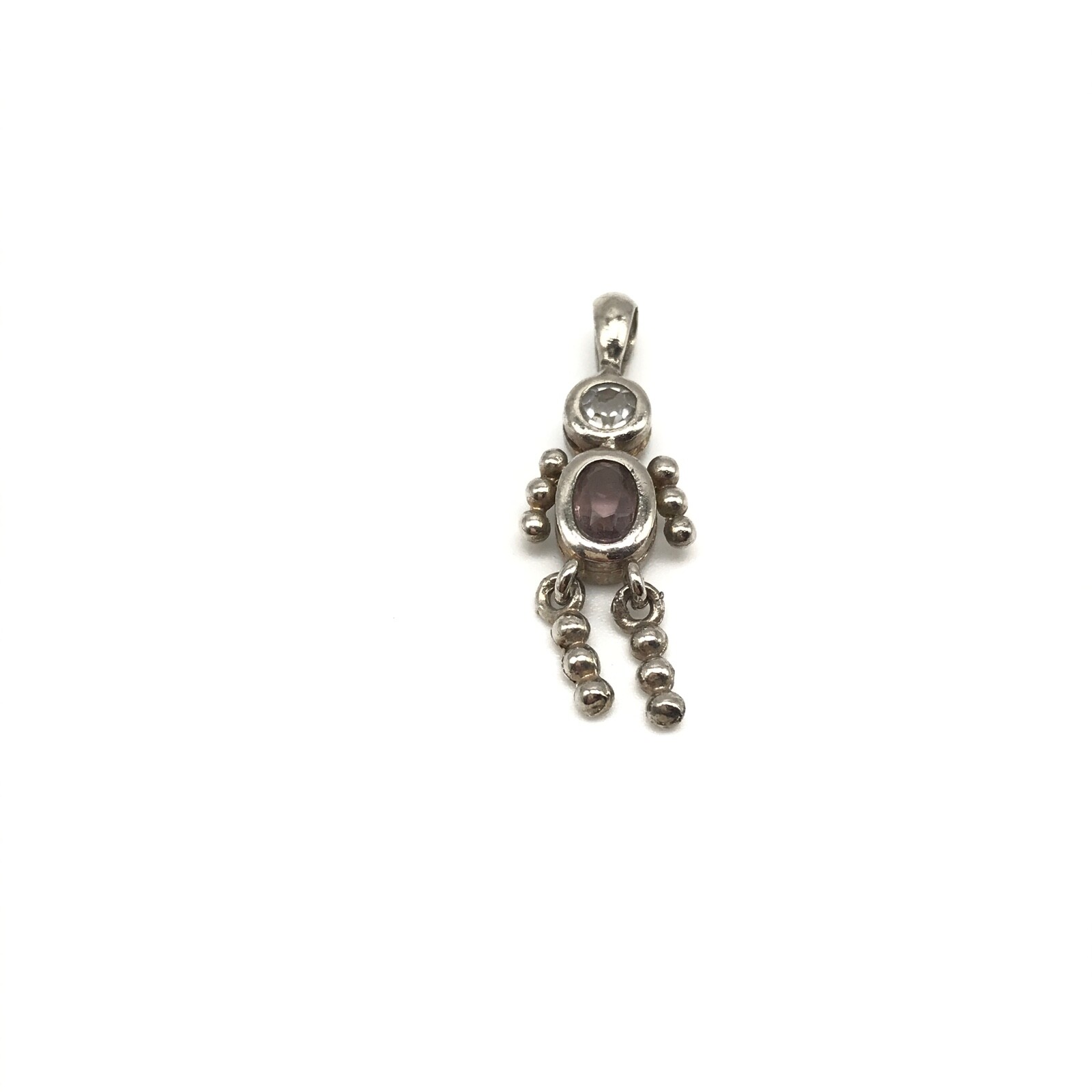 925 Sterling Silver CZ Stick Figure Person Pendant