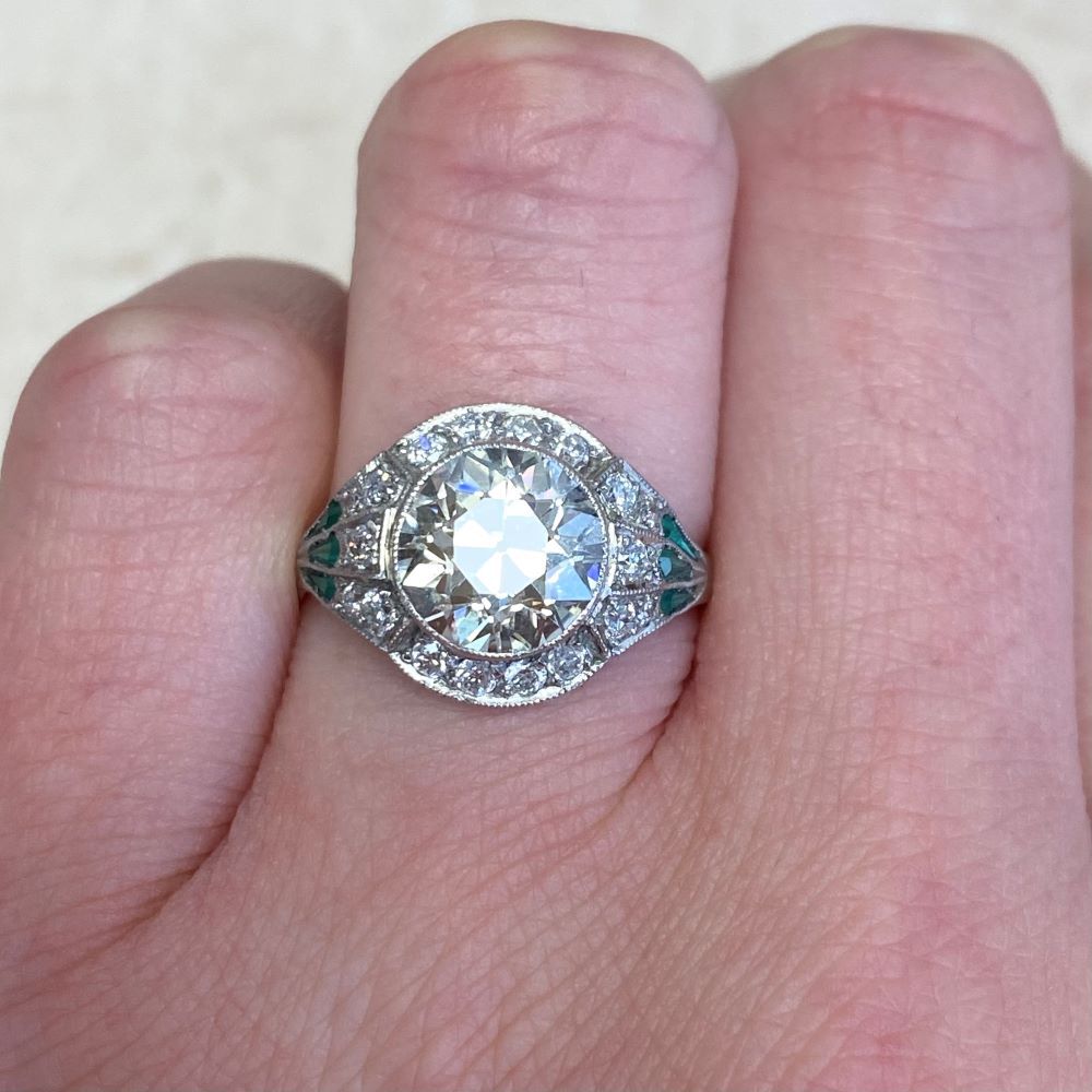 Art Deco 2 CT White Round Cut Simulated Diamond Antique Style Ring In 925 Silver