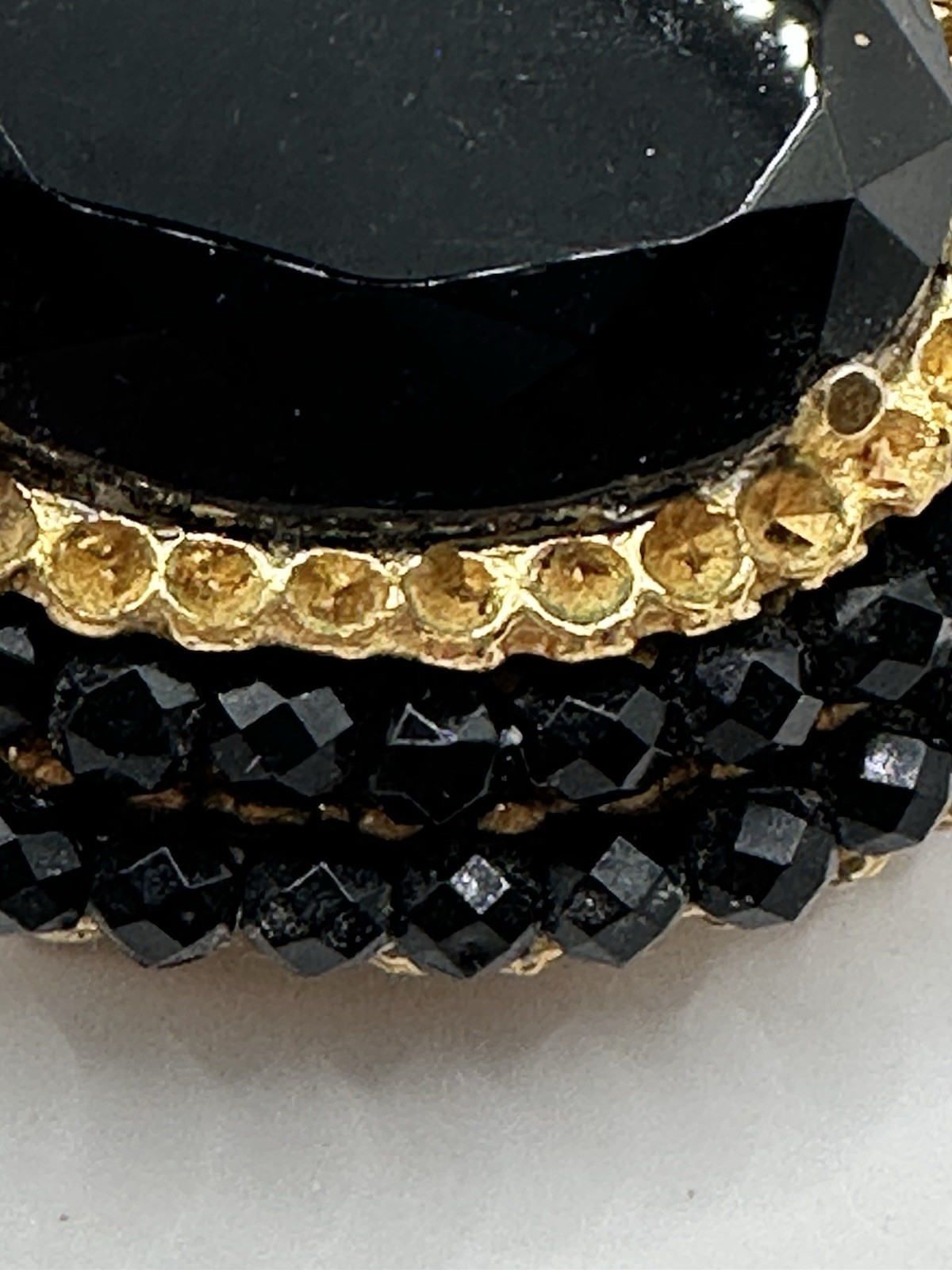 Vintage Vendome Black Crystal Brooch Gold Plated Convertible Pendant