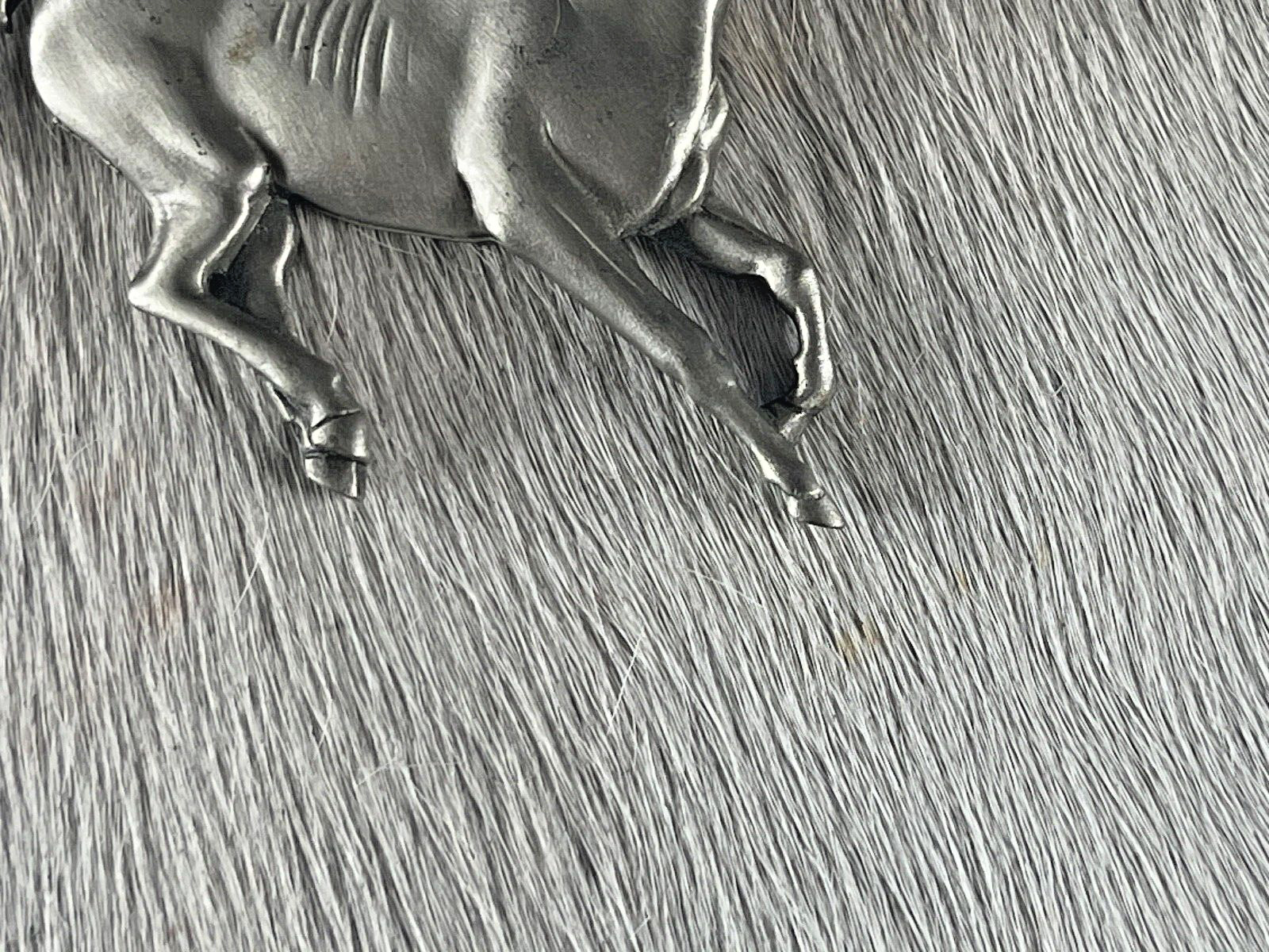 Western Womens Pin 3 x 2 1/4 inch Horse pinback Silver Detailed Features