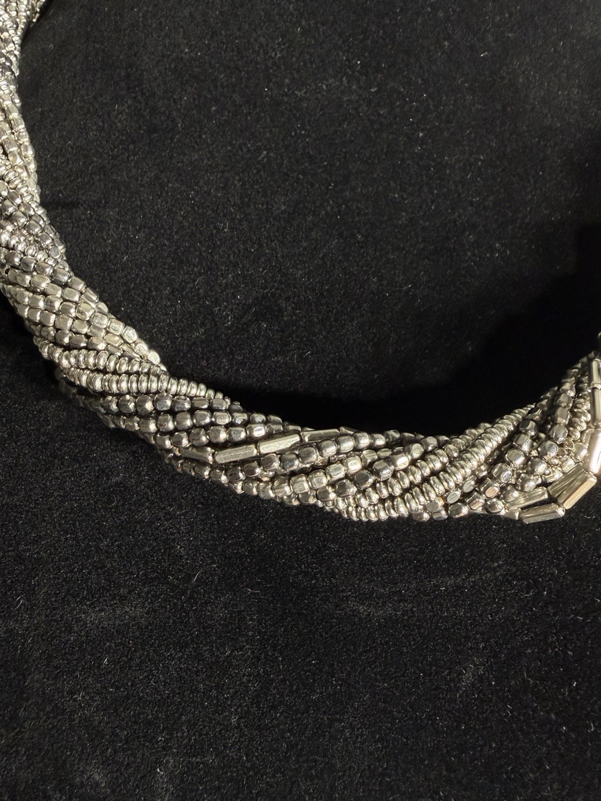 Vintage The Limited Silver Tone Twisted Multi-Strand Beaded Statement 23”