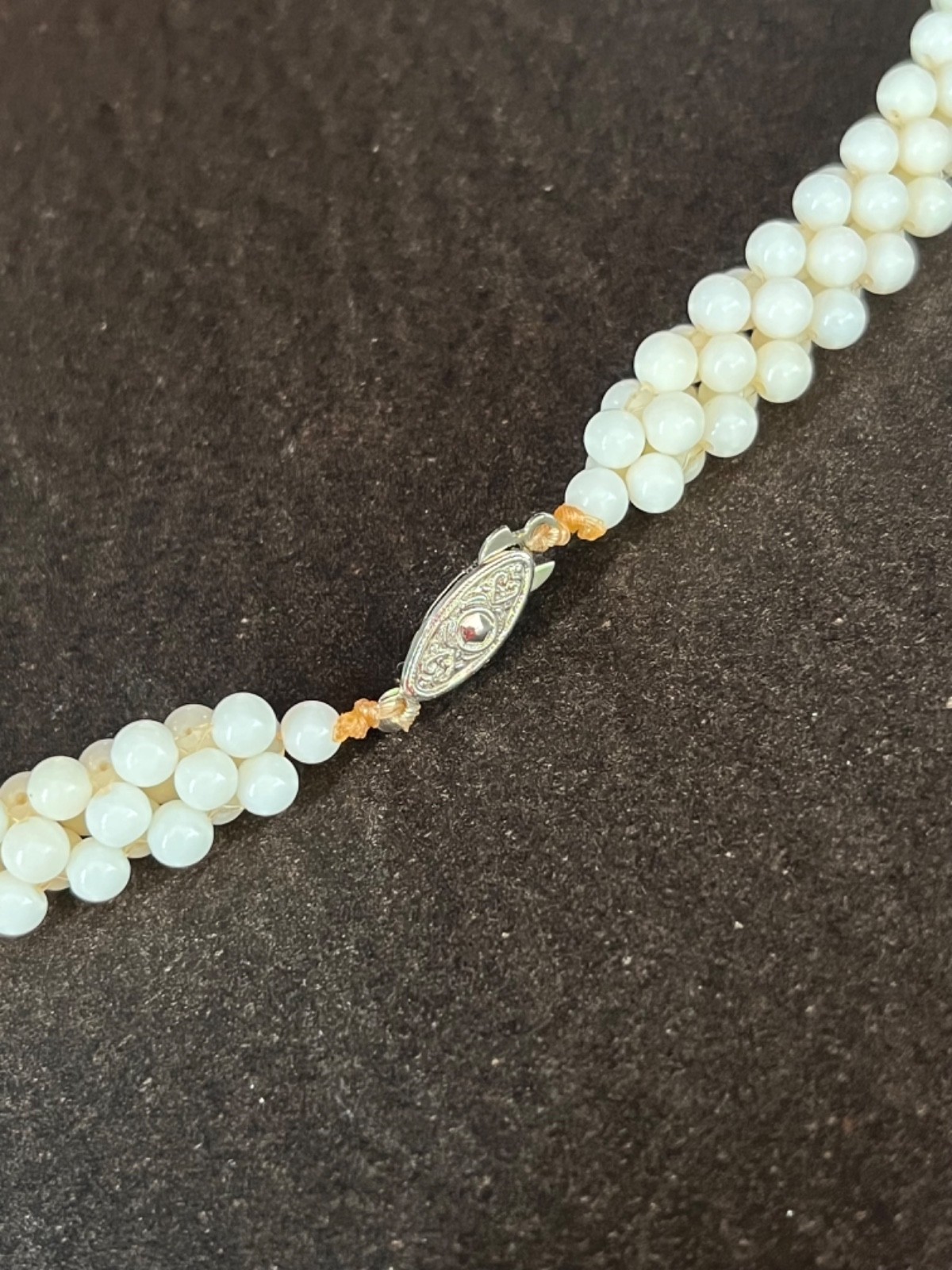 Vintage White to Peach Salmon Color Woven Coral Necklace from Japan