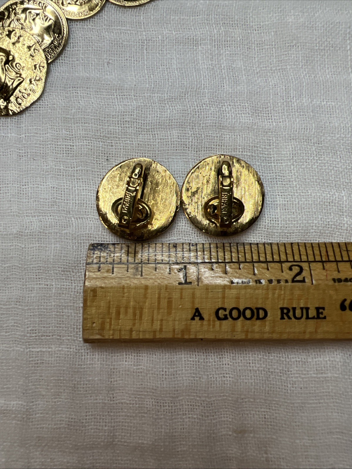 VTG Crown Trifari Jewels Antique Gold Roman Coin Demi Parure Set NOS 1978-85