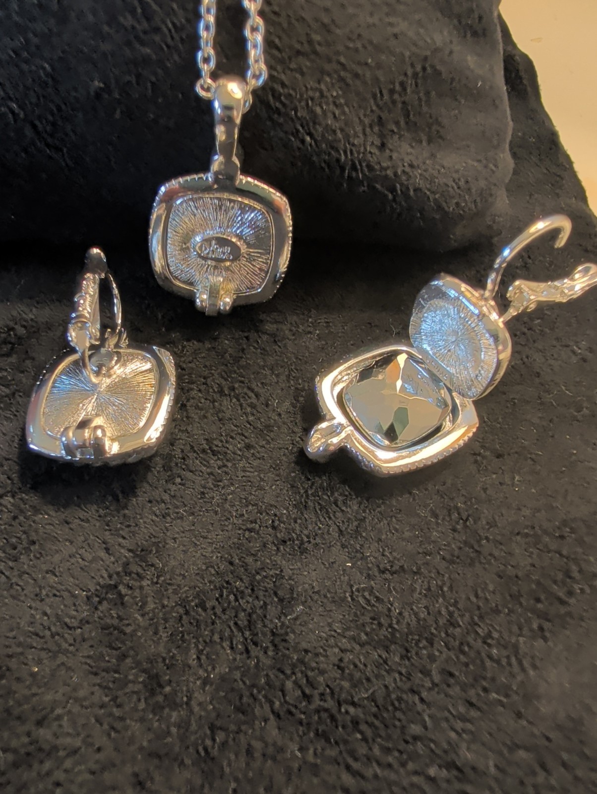 Joan Rivers Interchangeable Pierced Earrings and Necklace Silver Set