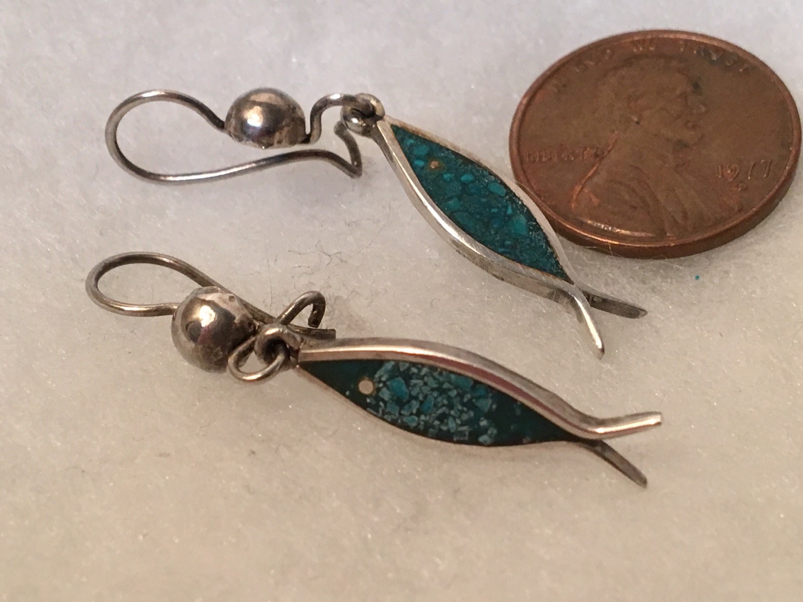 Vintage Mexico Guad JFG Sterling Silver Fish Earrings Auction Finds 702