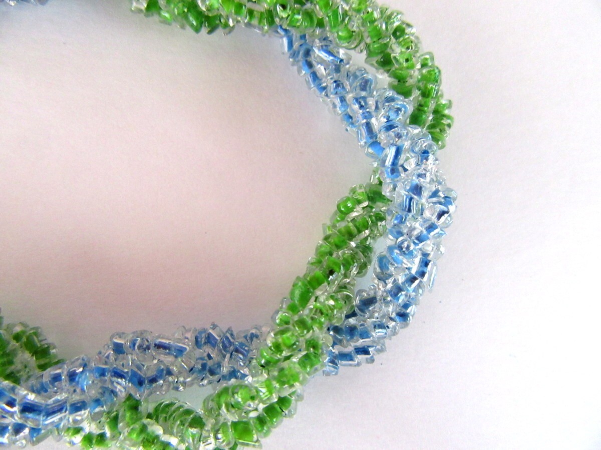 Vintage Blue & green beaded necklace & clip on cluster earrings set – Japan MCM
