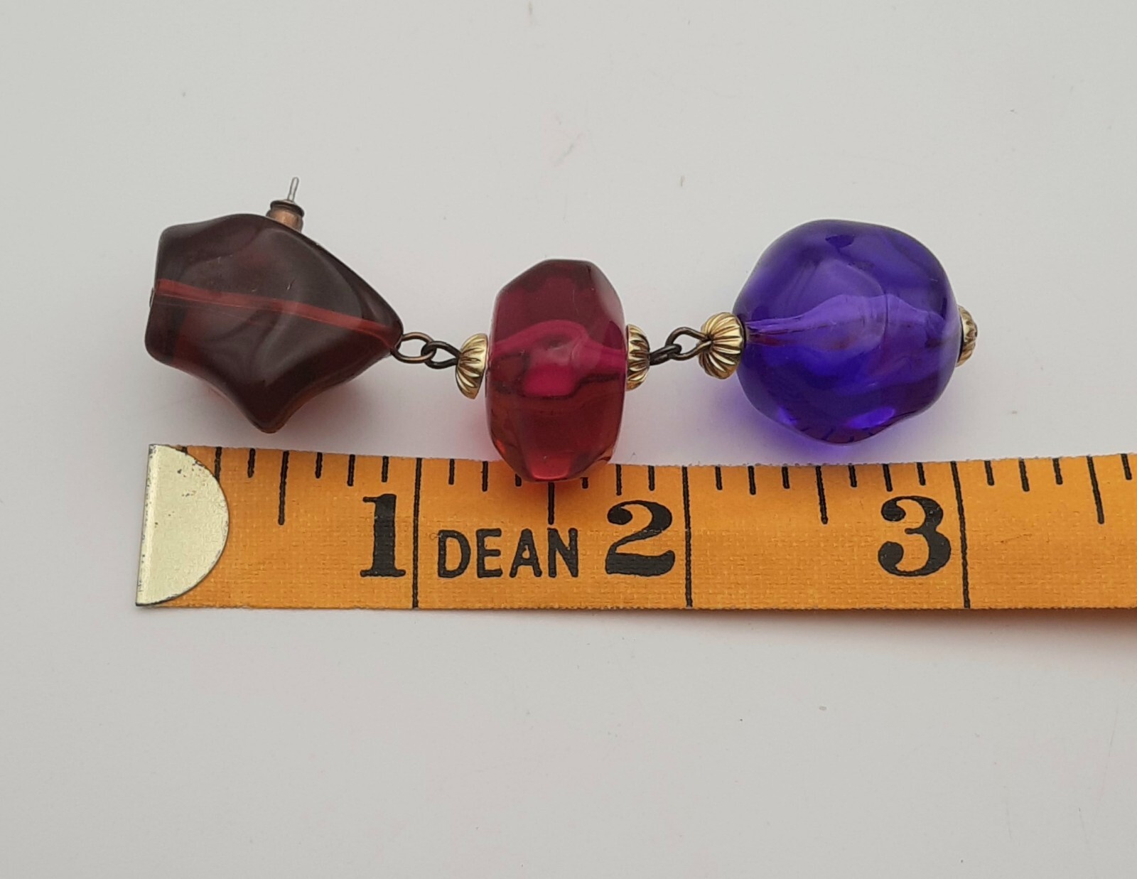 Funky VTG Earrings Large Long Acrylic or Lucite Rock-Shaped Chunky Fun Colorful