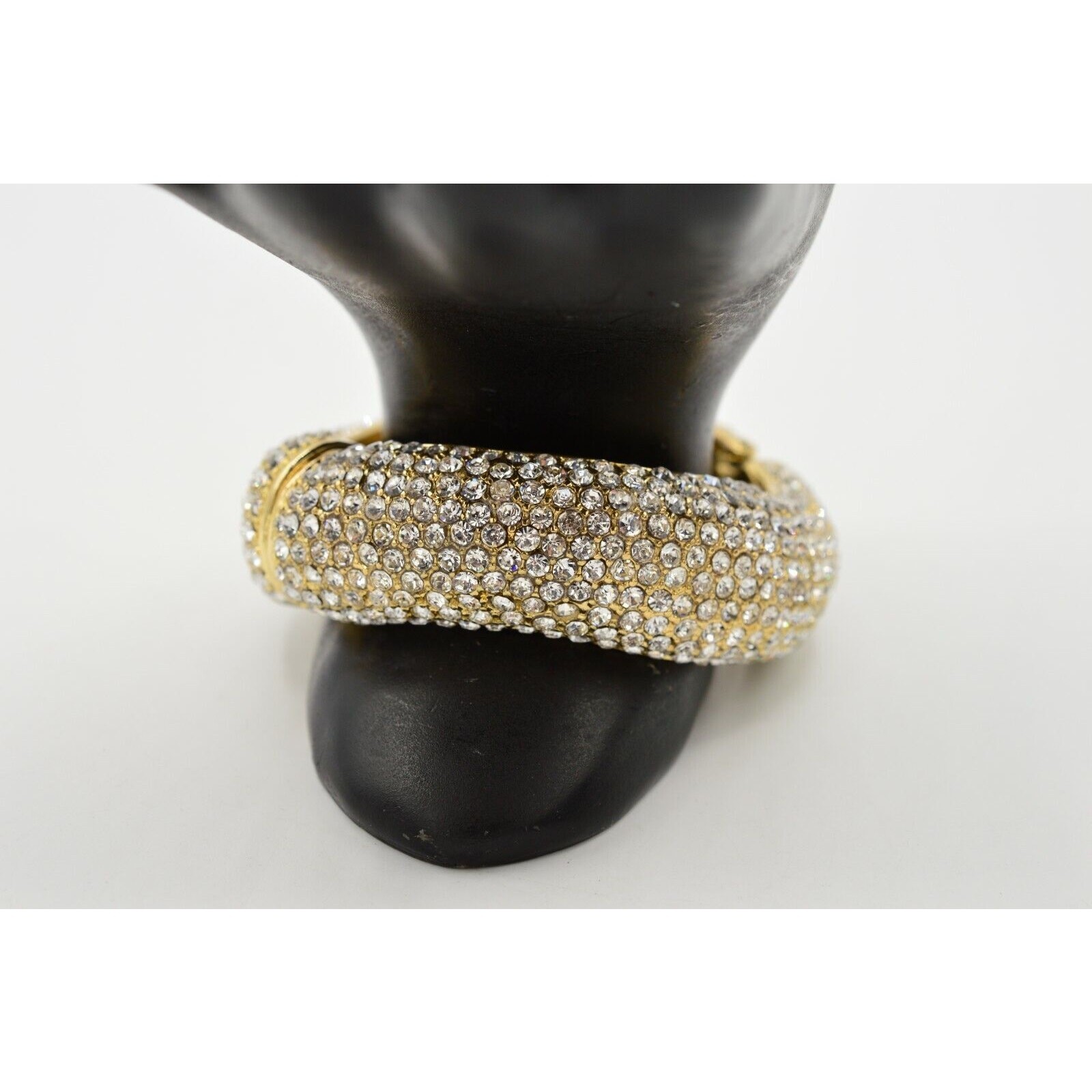 Amrita Singh Chunky Bangle Bracelet Sparkling Rhinestone Crystal Signed BinO