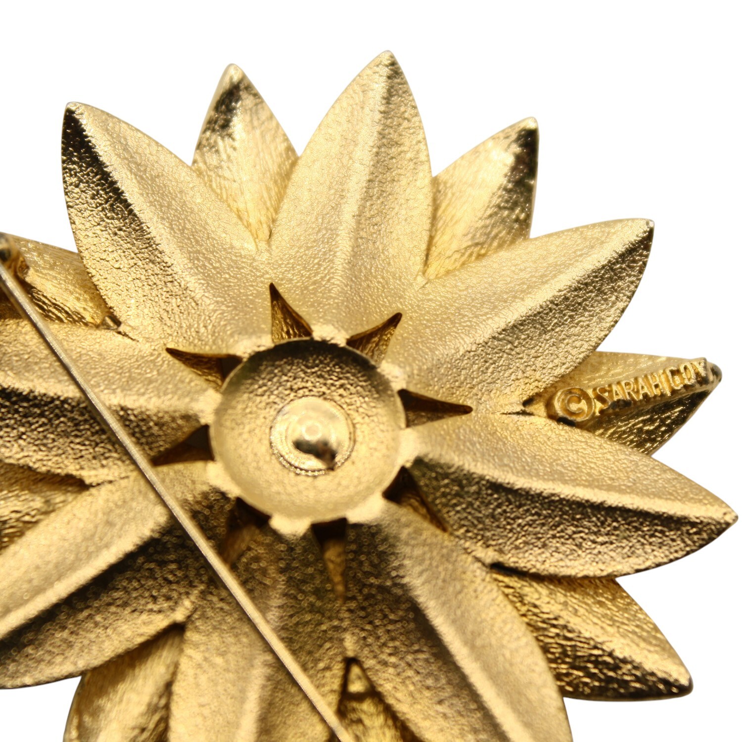 Vintage Sarah Coventry Statement Pin Brooch Gold Flower 2″ Across – Hey Viv