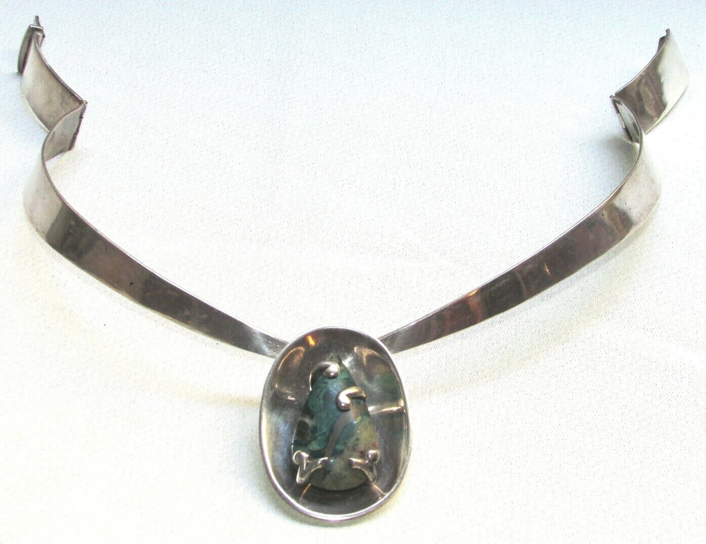 Vt Sterling Silver Turquoise Set Necklace Bracelet LOS CASTILLO Taxco Sign 314jy