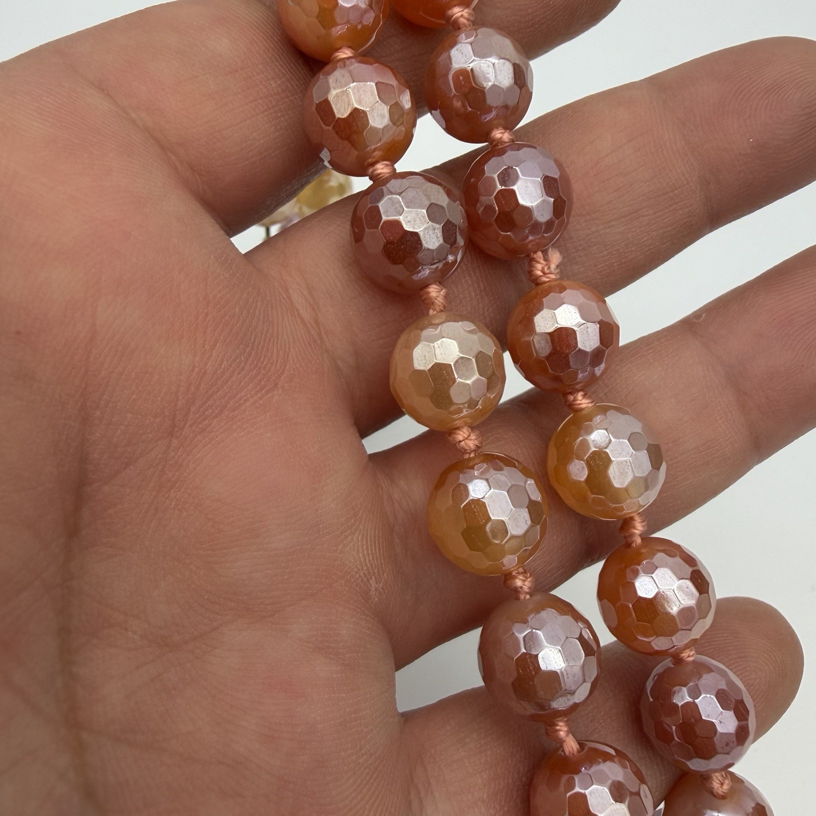 Vtg HSN Sterling Silver Gemstone Necklace Sparkling Agate Statement NOS Org. Tag