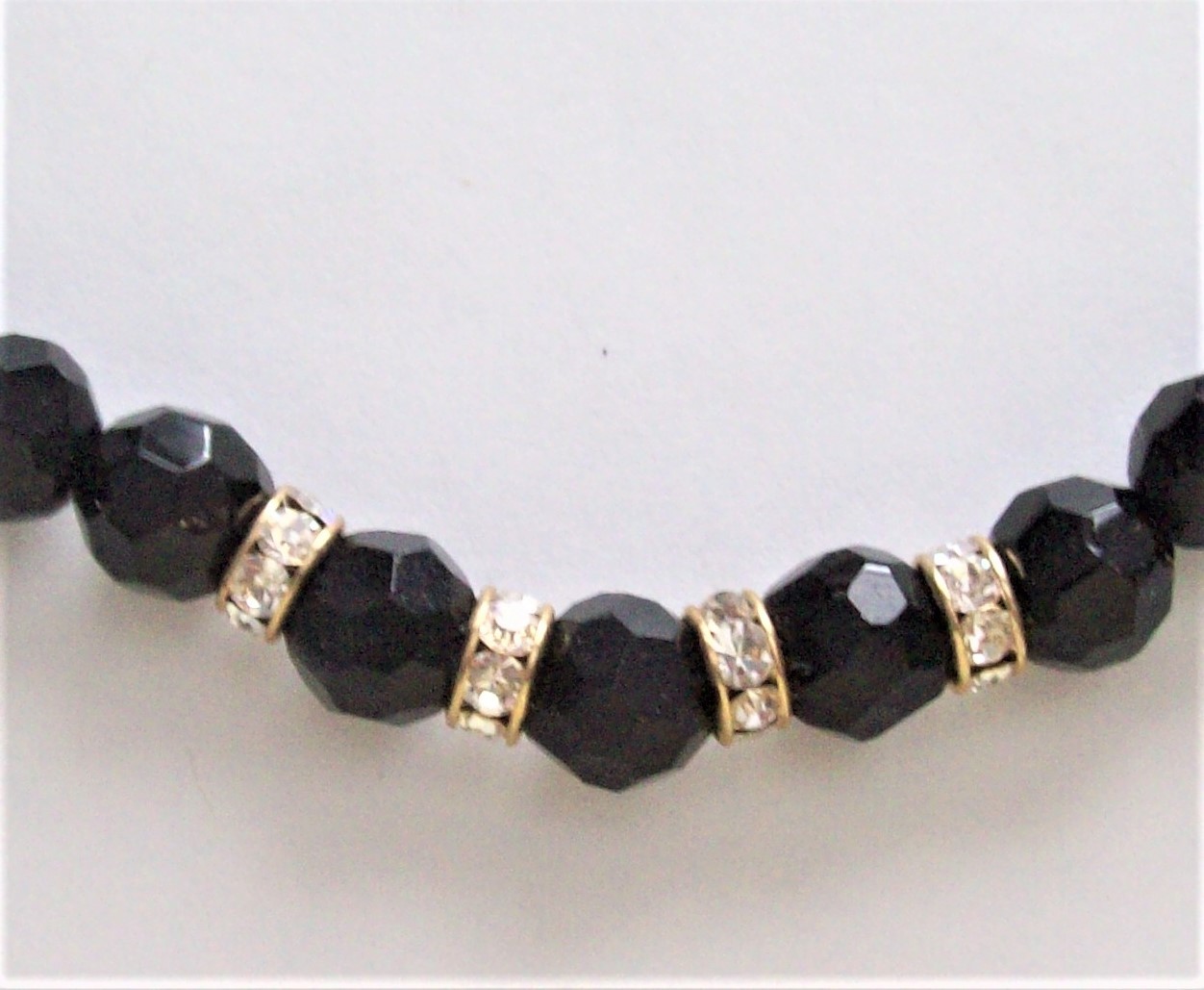 Vintage Classic Coldwater Creek Black & Clear Crystal Beaded Necklace
