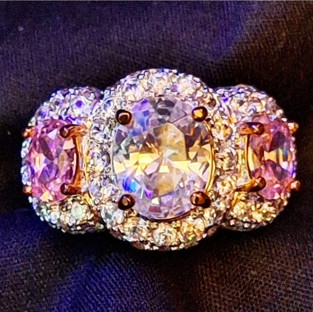 Asscher Cut Pink Sapphire CZ Size 6 Wedding Ring Jewellery 14K Gold Over Silver