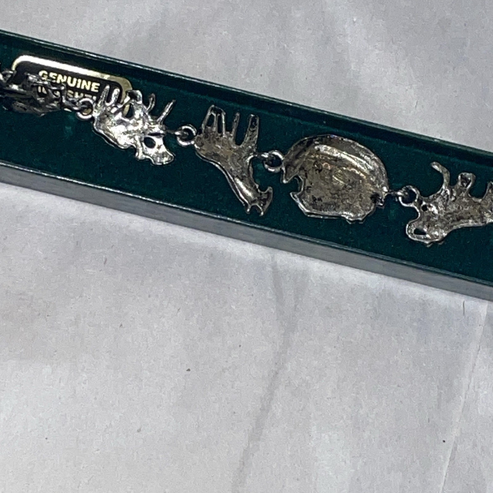 Vintage Genuine Paua Shell Bible Story Noah’s Ark 7.25″ Bracelet Sterling Silver