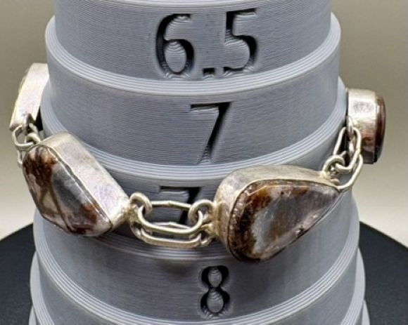 Vintage Sterling Silver Picture Jasper Link Bracelet 925 Artisan 8.5 Inch