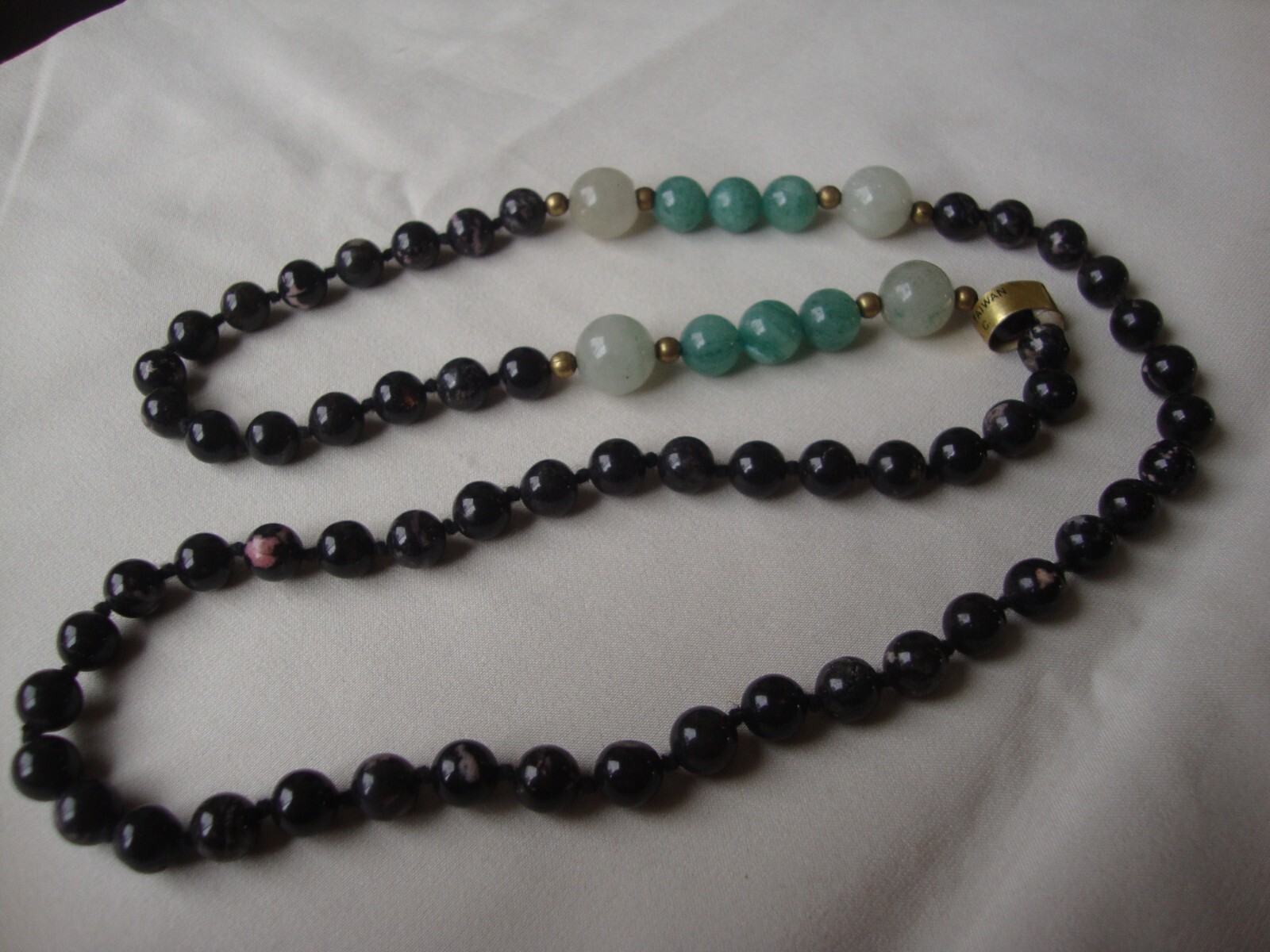 VINTAGE 1980s HAND KNOTTED 12 10 & 8MM GEMSTONE BEAD ENSEMBLE ENDLESS NECKLACE