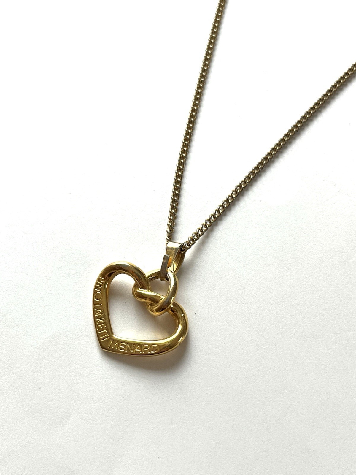 Vintage Pino Lancetti MENARD Heart Necklace Gold Tone Pendant Adjustable 41-45cm