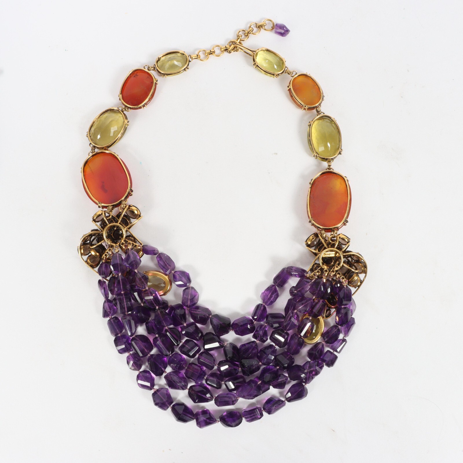 IRADJ MOINI Semi-Precious Multi-strand Amethyst, Agate and Smoky Quartz Necklace