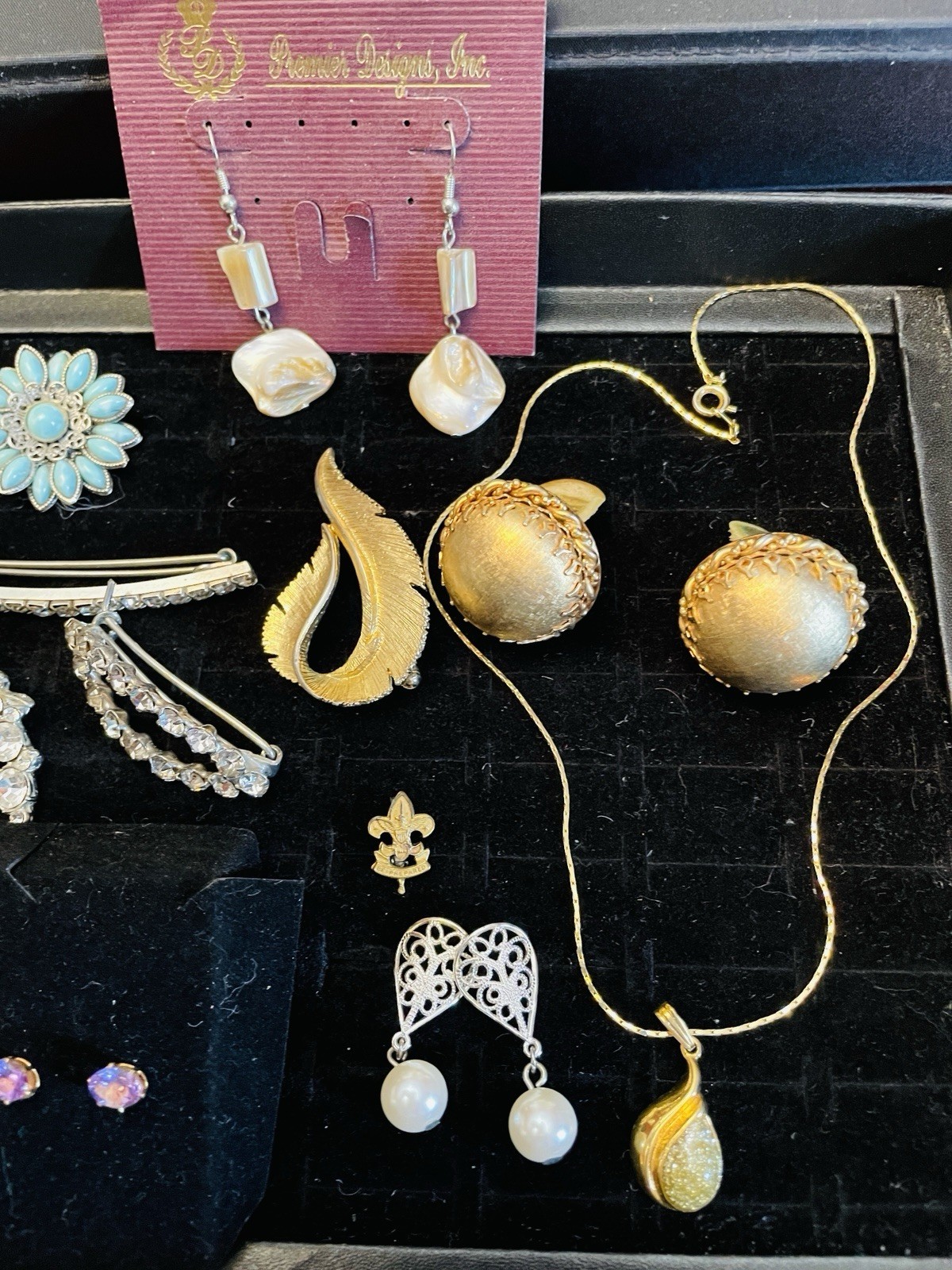 Jewelry Lot Ronte Diamond Dust Necklace Rhinestone Brooch Earrings 17 Pcs Vntg