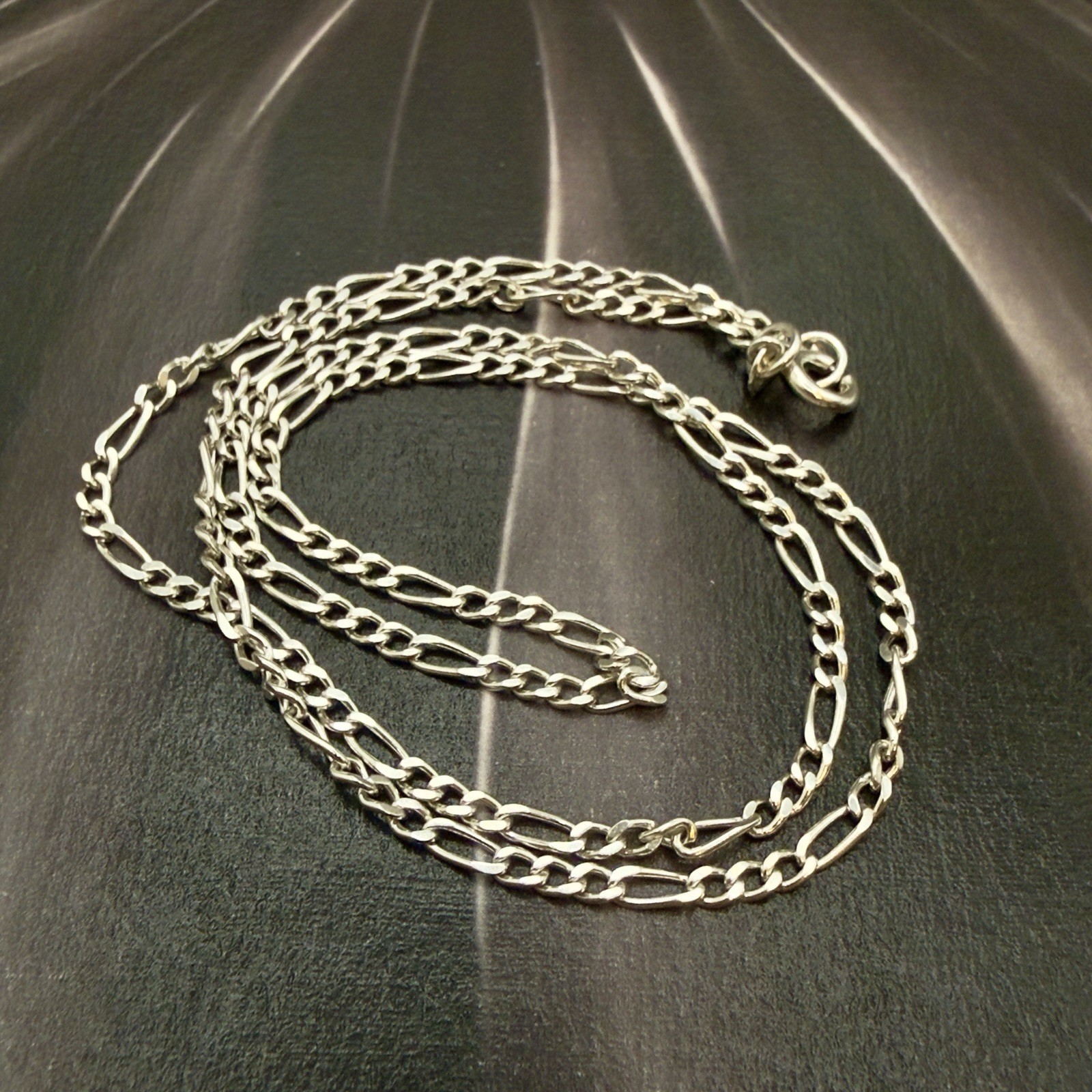 Delightful 925 Sterling Silver Vintage Figaro Chain- 18.75″ – #2023