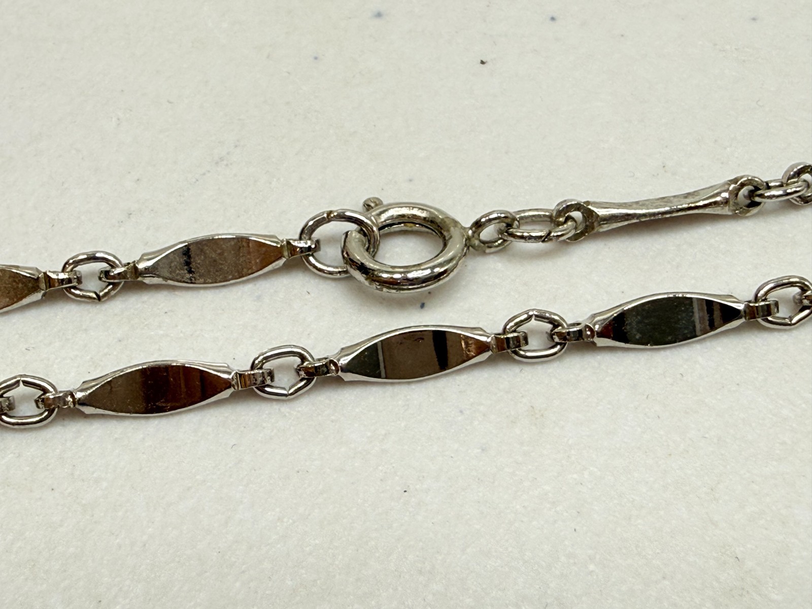 Vintage Necklace Silver Tone Dimpled Link Necklace Long 40 in chain Boho 1970s