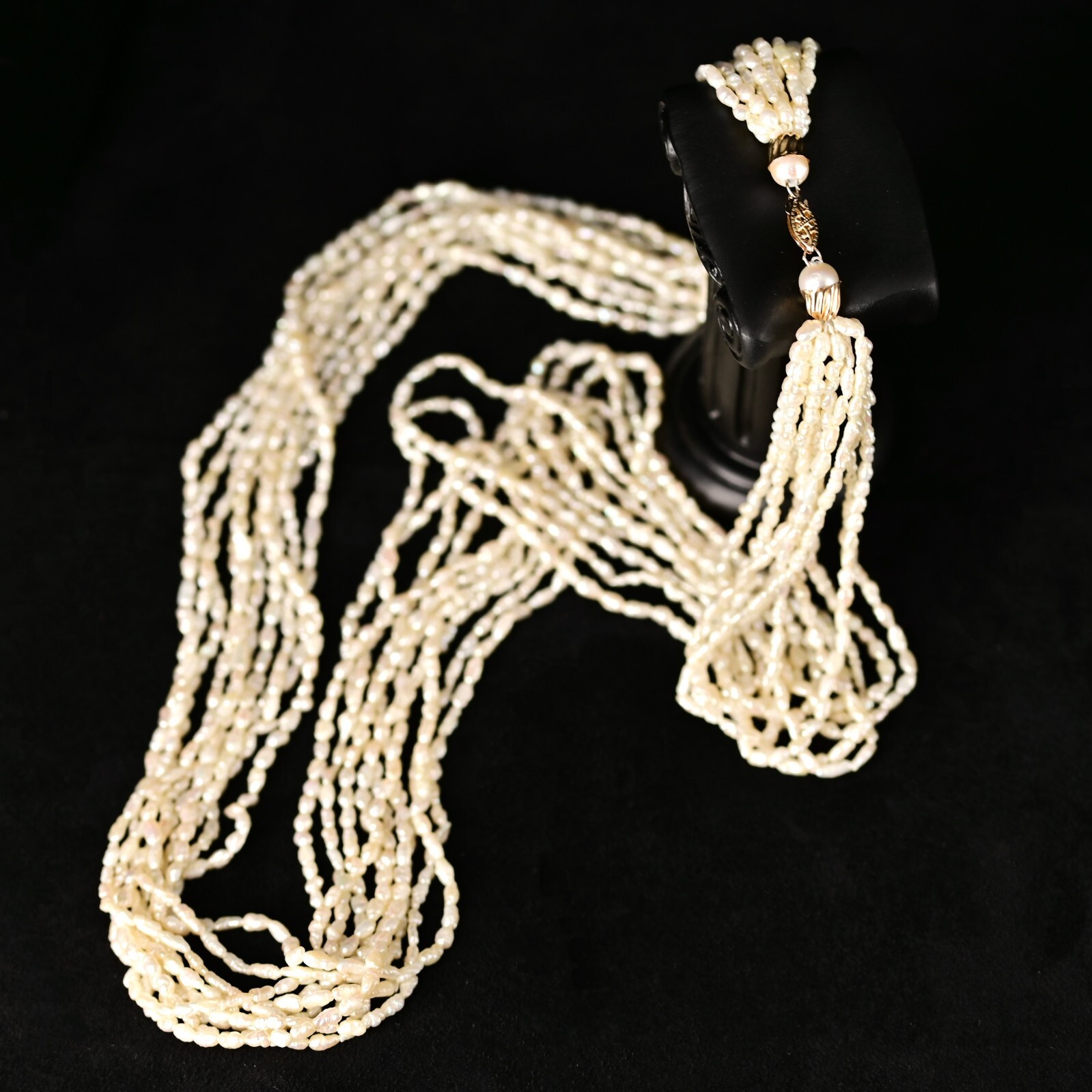 14K Gold S Crown Original Vintage Signed Designer Princess Pearl Estate Necklace