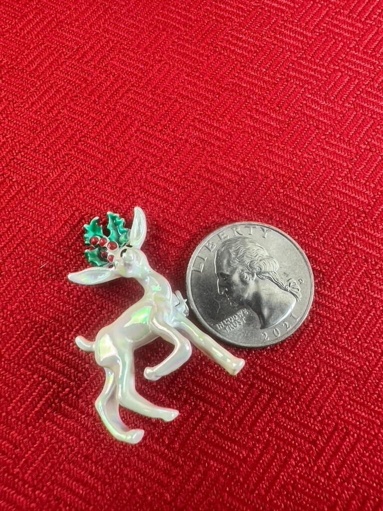 Gerry’s Vintage Pin Brooch Enamel Reindeer Christmas Signed 1980s Gift Idea