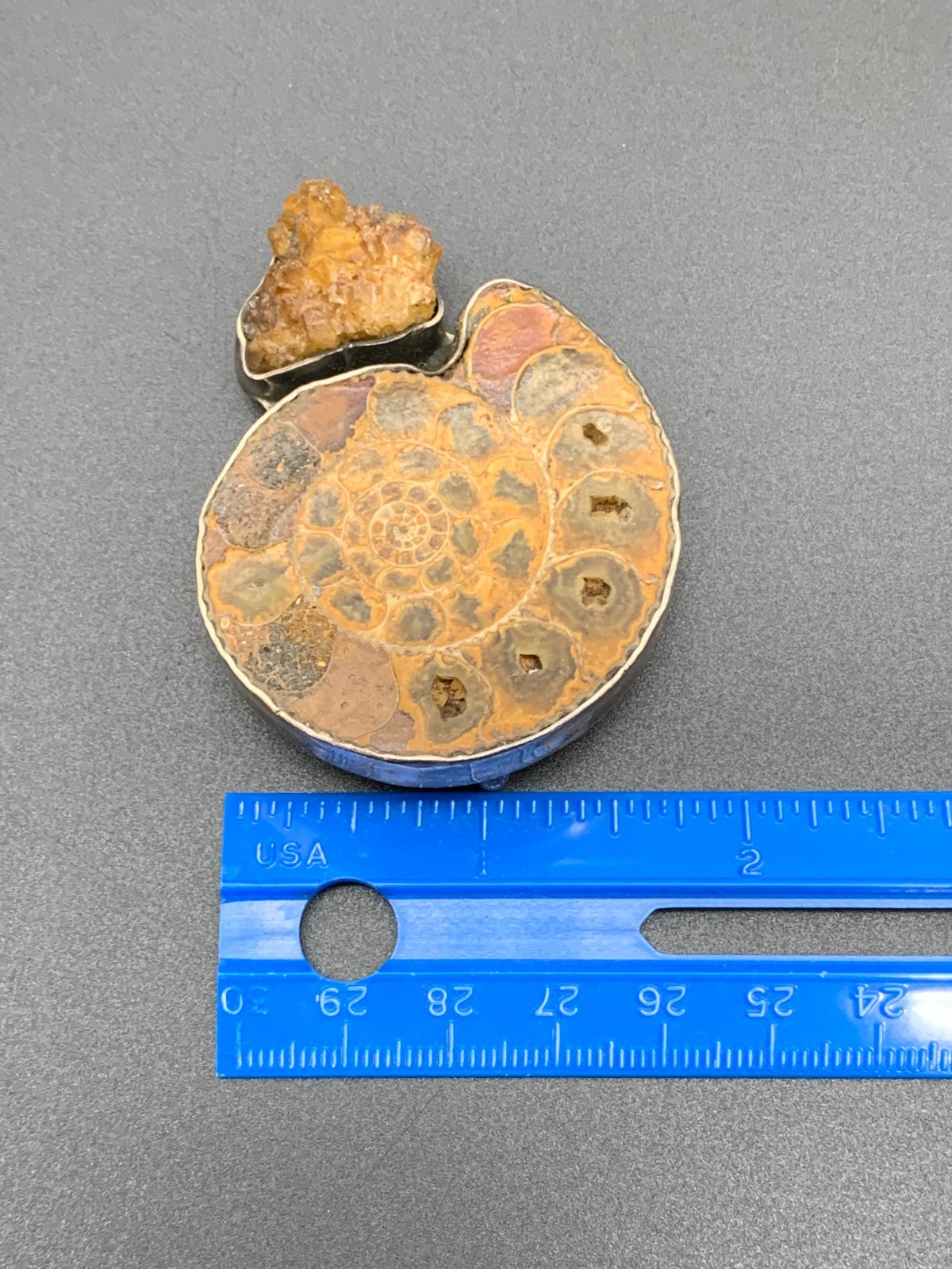 Vintage AKR Amy Kahn Russell Ammonite Sterling Silver Brooch (779)