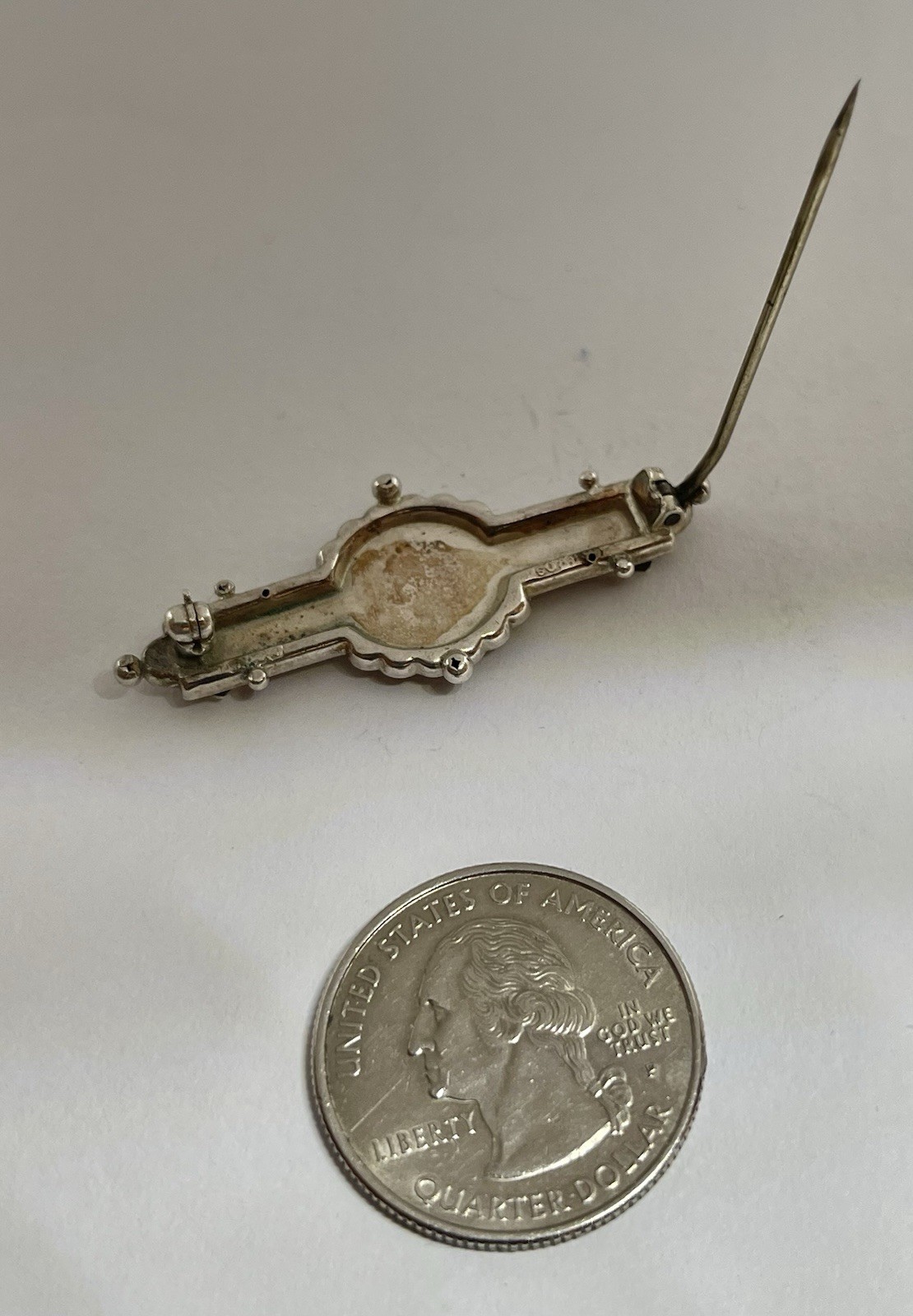 Victorian Double Hearts Sweetheart Bar Brooch Sterling Rose Gold Hallmarked