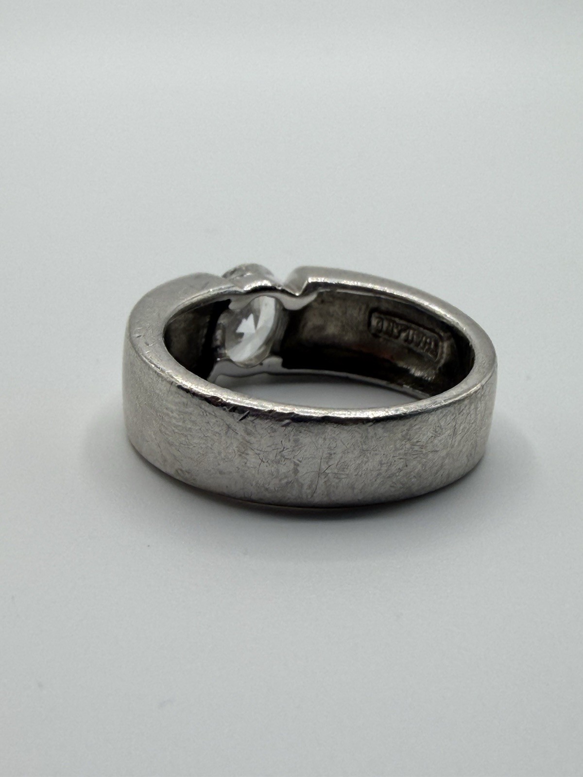 Sterling Silver Band With Tension Set CZ Modernist 925 Band size 8 US