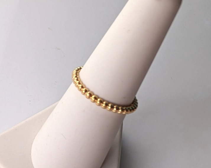 Beautiful 18K Yellow Gold Beaded Band Ring Size 6-3/4 Perfect Shape