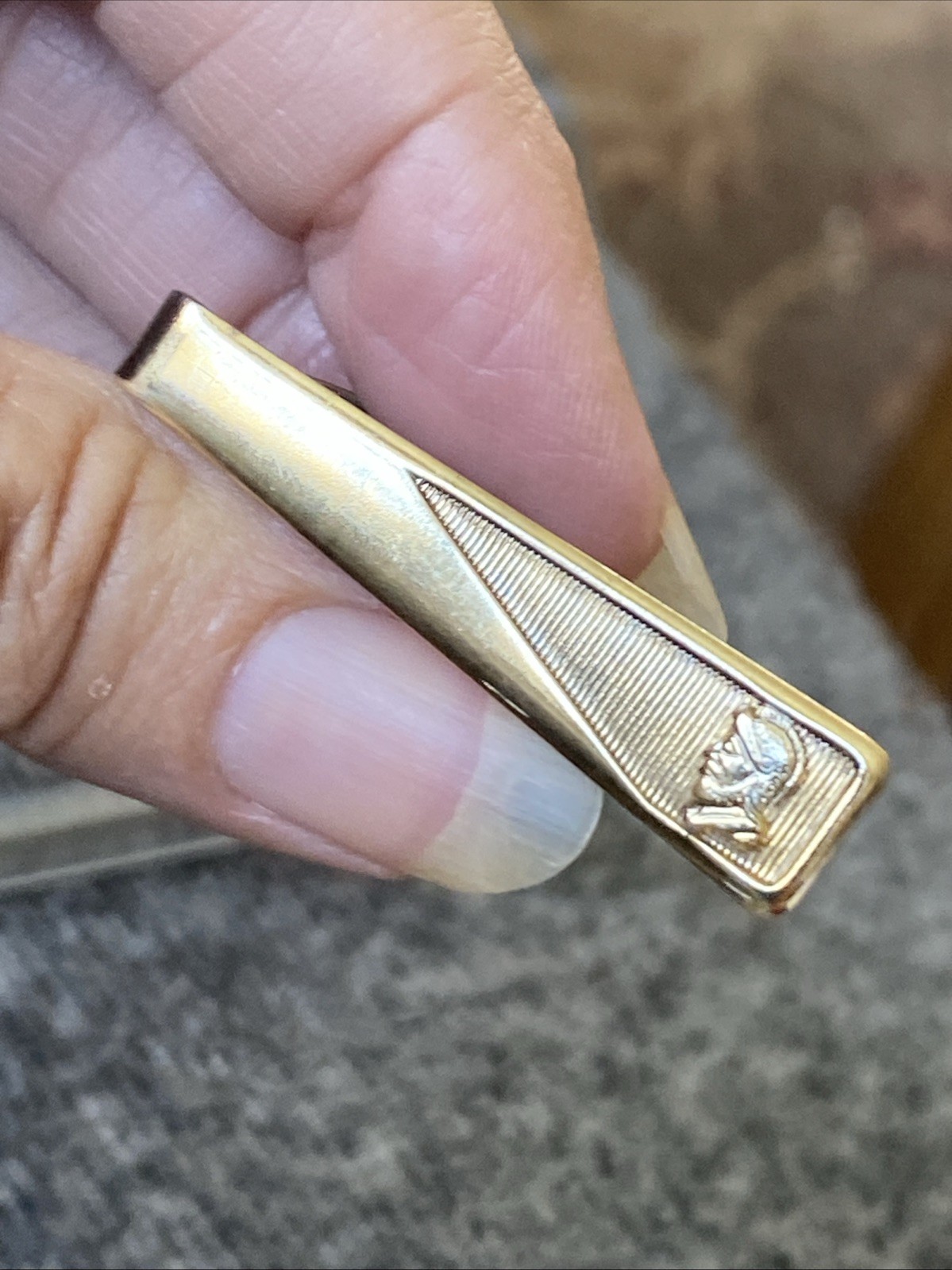 Vtg Conquistador 1950’s Goldtone Tie Bar Lightweight Brass
