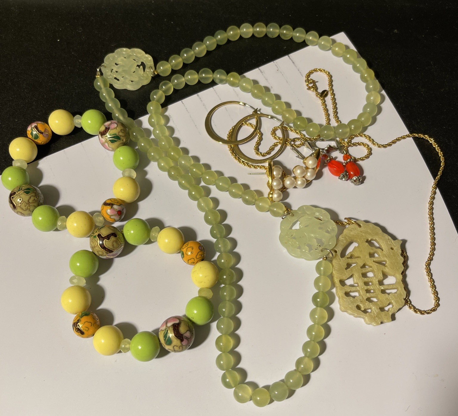 Mixed Lot LEMON JADEi JEWRLY NECKLACE PENDANT EARRINGS BRACELET Glass Mix Stones