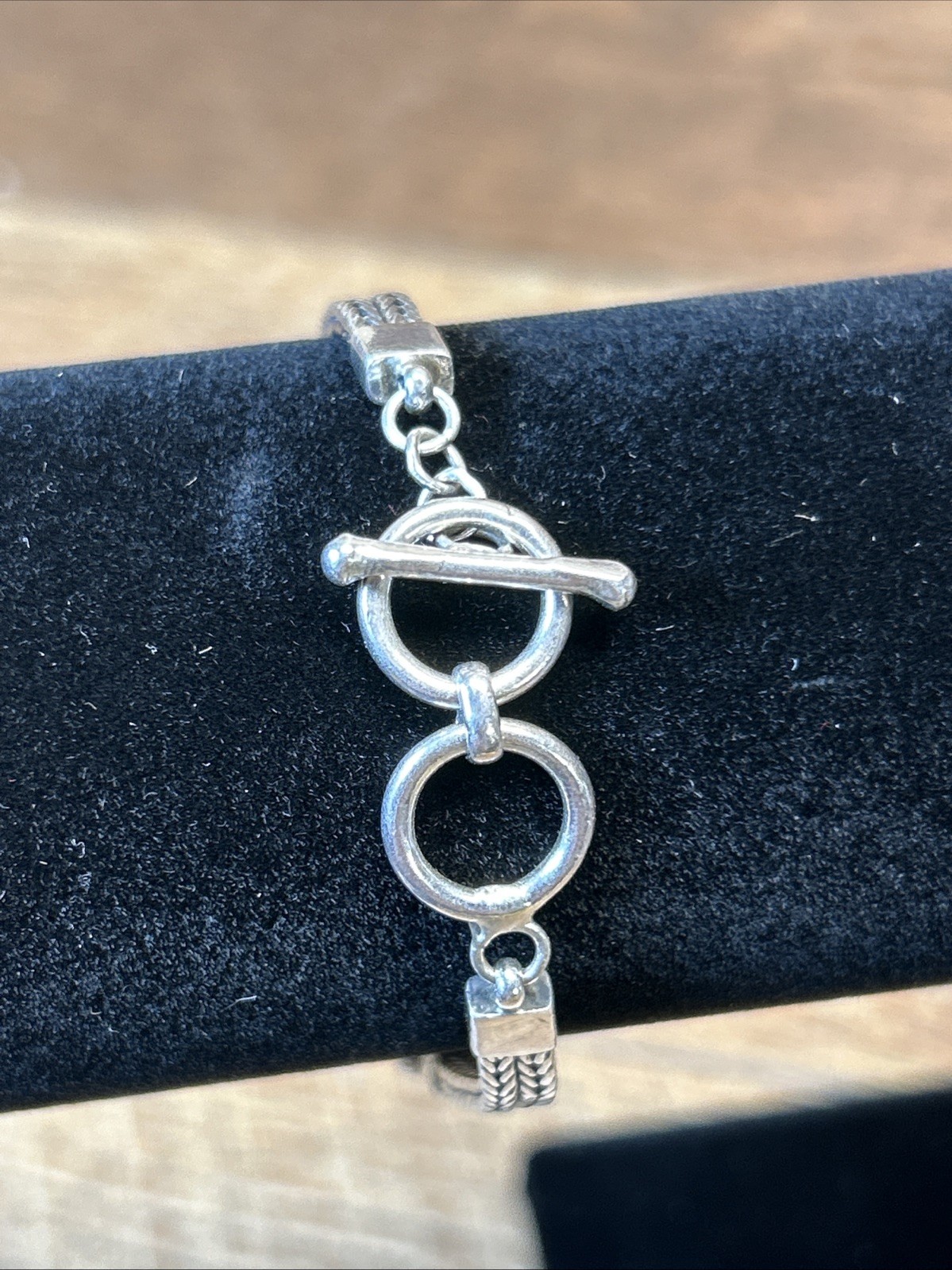 Vintage 925 NF Mother Of Pearl Bracelet-Toggle Clasp-7.25in-28 Grams