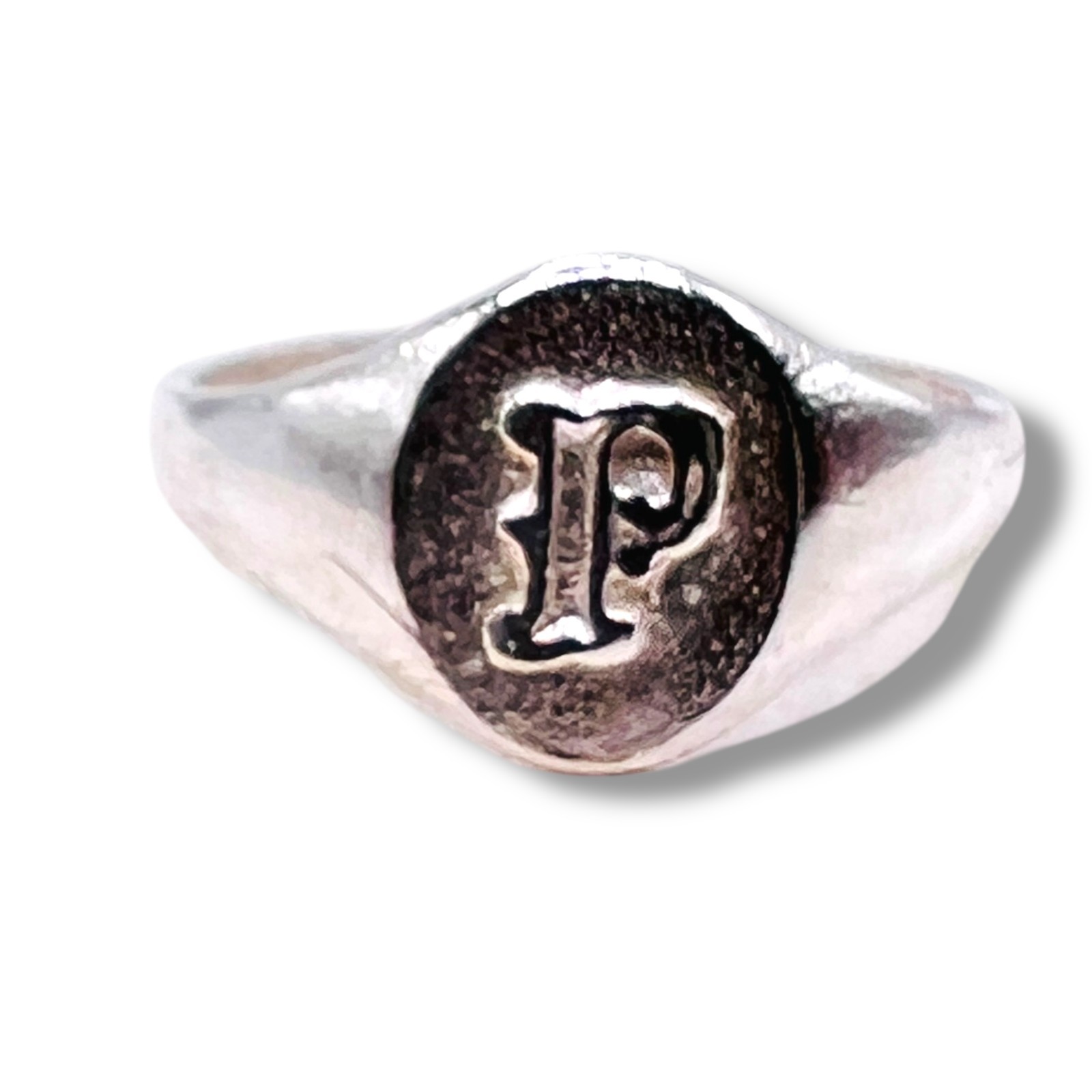 Initial Letter P Signet 925 Sterling Silver Child Woman Pinky Ring Size 3.5