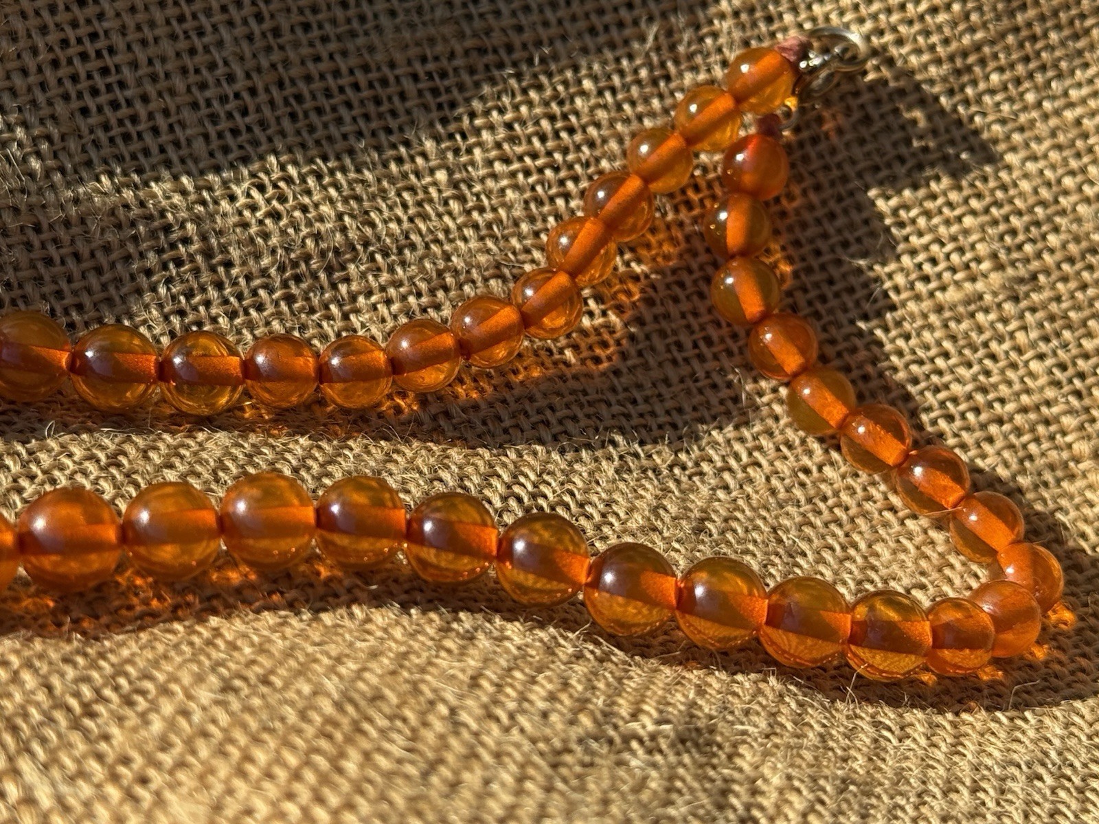 26” Vintage Honey Amber Catalin Bakelite Necklace w/ 6 Drops 50g
