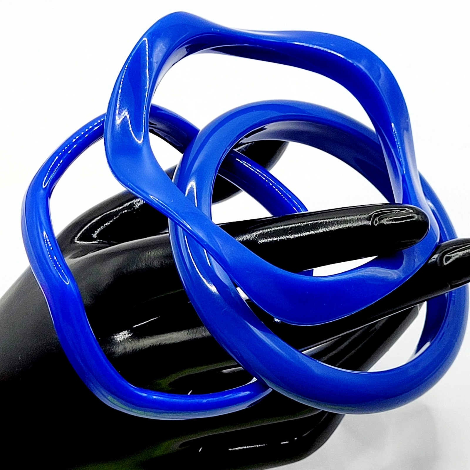 3 Blue Color Different Shape Size Bangle Bracelet Retro Style Vintage 1980s