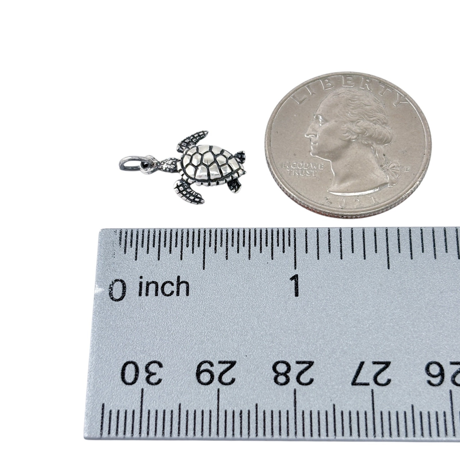 Vintage Sterling Silver 925 Sea Turtle Ocean Charm Pendant