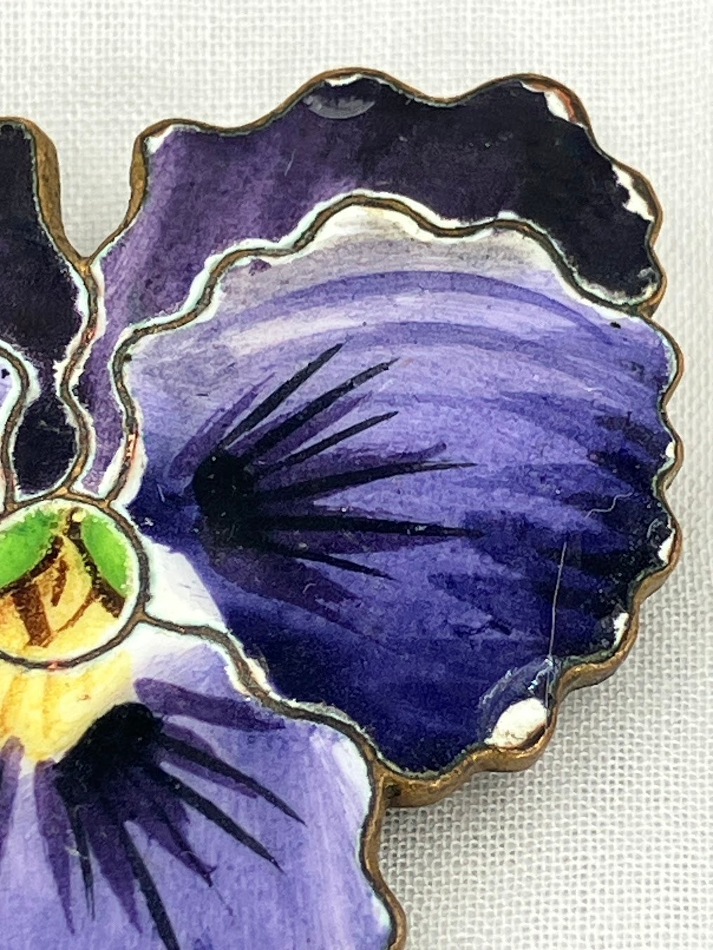 Vintage Enamel Pansy Brooch Flower Shaped Pin