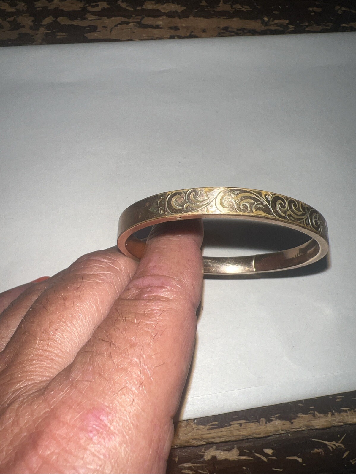 Vintage Victorian AAG 1/10 Rose gold Engraved Etched Bangle Bracelet READ