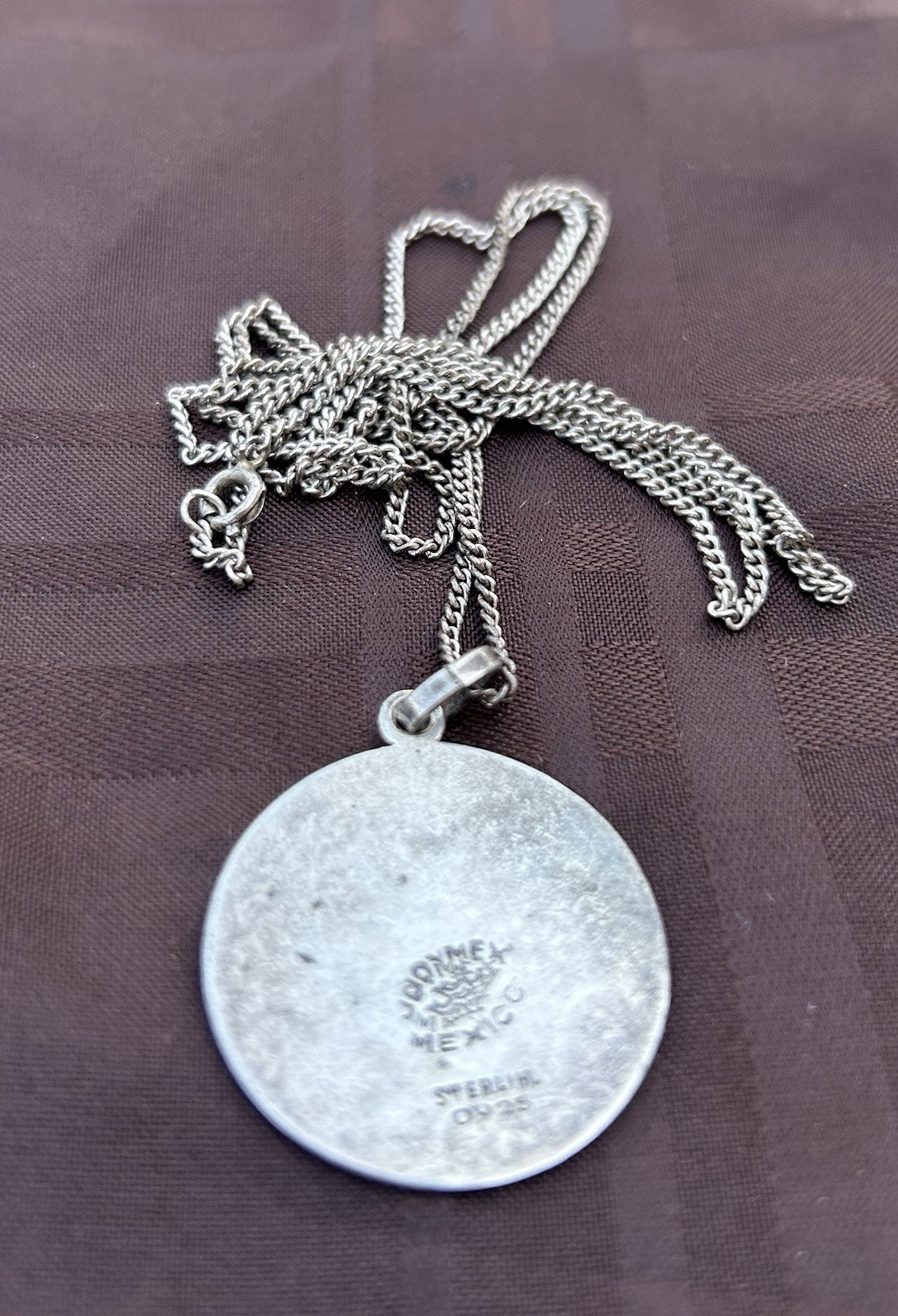 Vintage Mexican Sterling Silver Pendant Necklace .925 Stamped Joy-mex