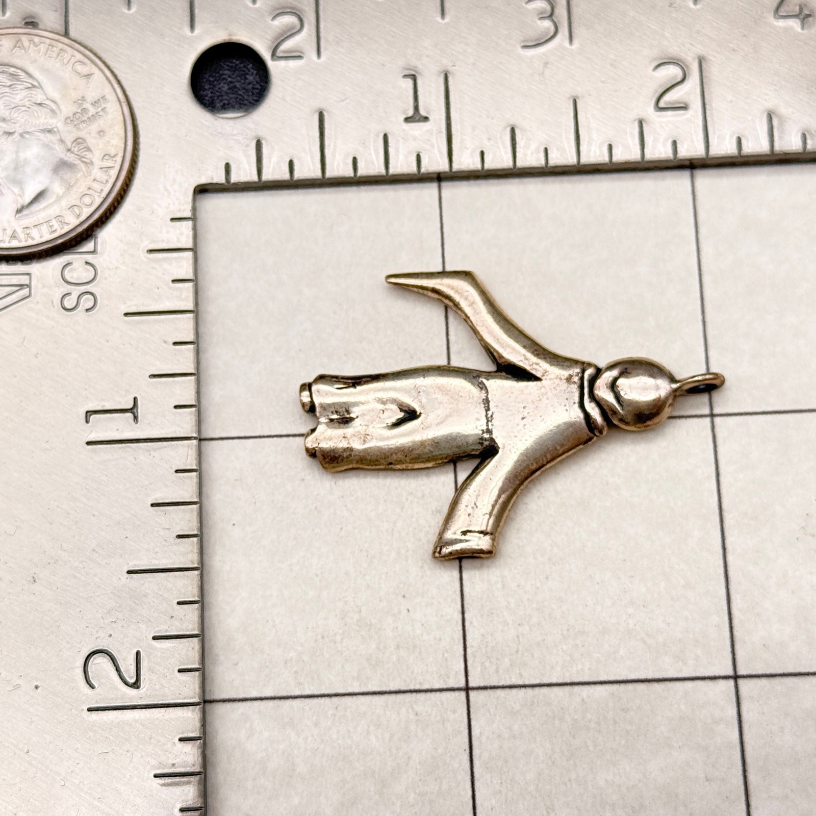 Vintage Figural Folk Art Person Silver Pendant