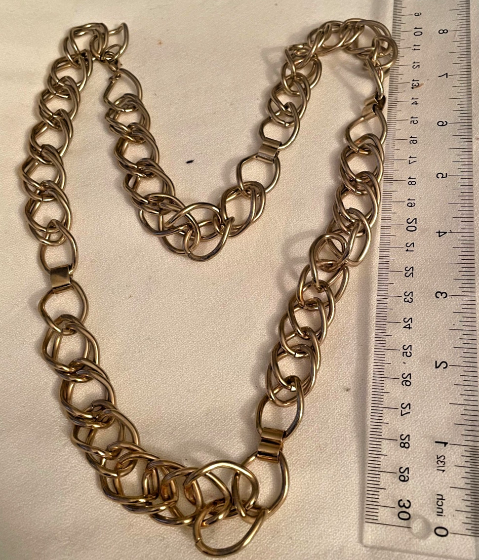 Vintage Long Gold Tone Double Link Chain Necklace very nice and unique