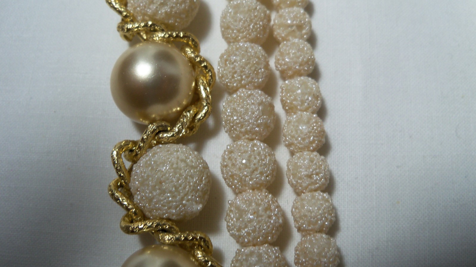 Vintage Japan Multi Strand Necklace Imitation Pear Chain Wrapped Coated & Beads