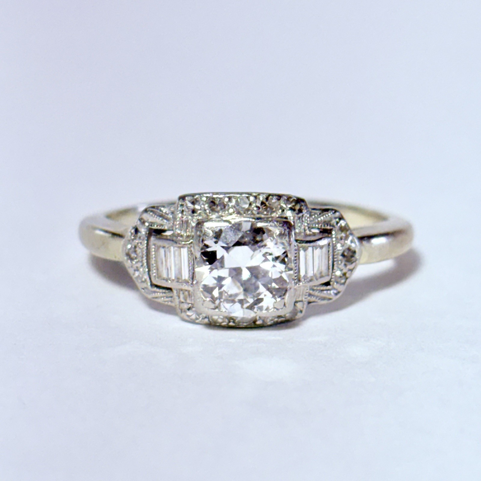 GG Certified 14K Gold 0.94ct Old European Diamond 0.22ctw Accents Sz 9 Ring 3.8g