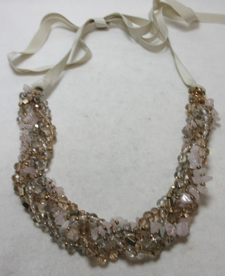 LOFT PINK STONE RIBBON NECKLACE #6